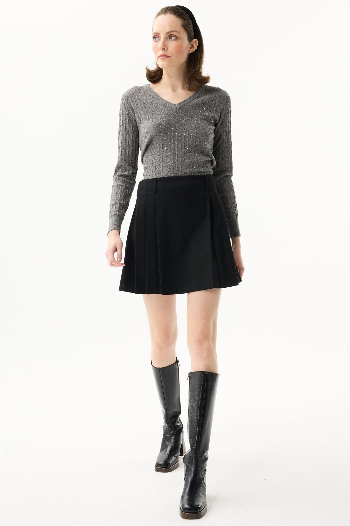 Leo & Ugo AW133 Grey Diamond Knit Jumper - Dotique - Leo & Ugo