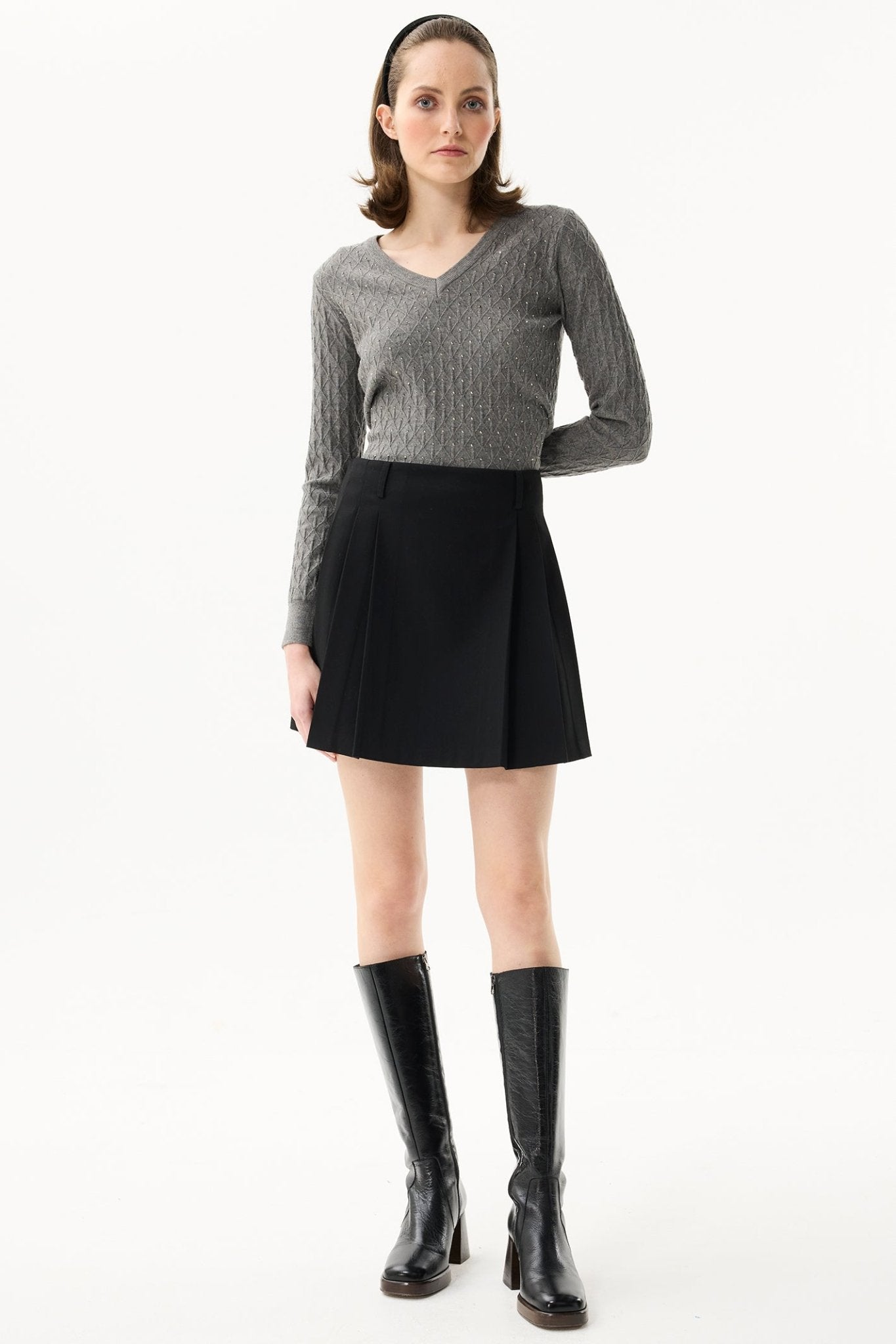 Leo & Ugo AW133 Grey Diamond Knit Jumper - Dotique - Leo & Ugo