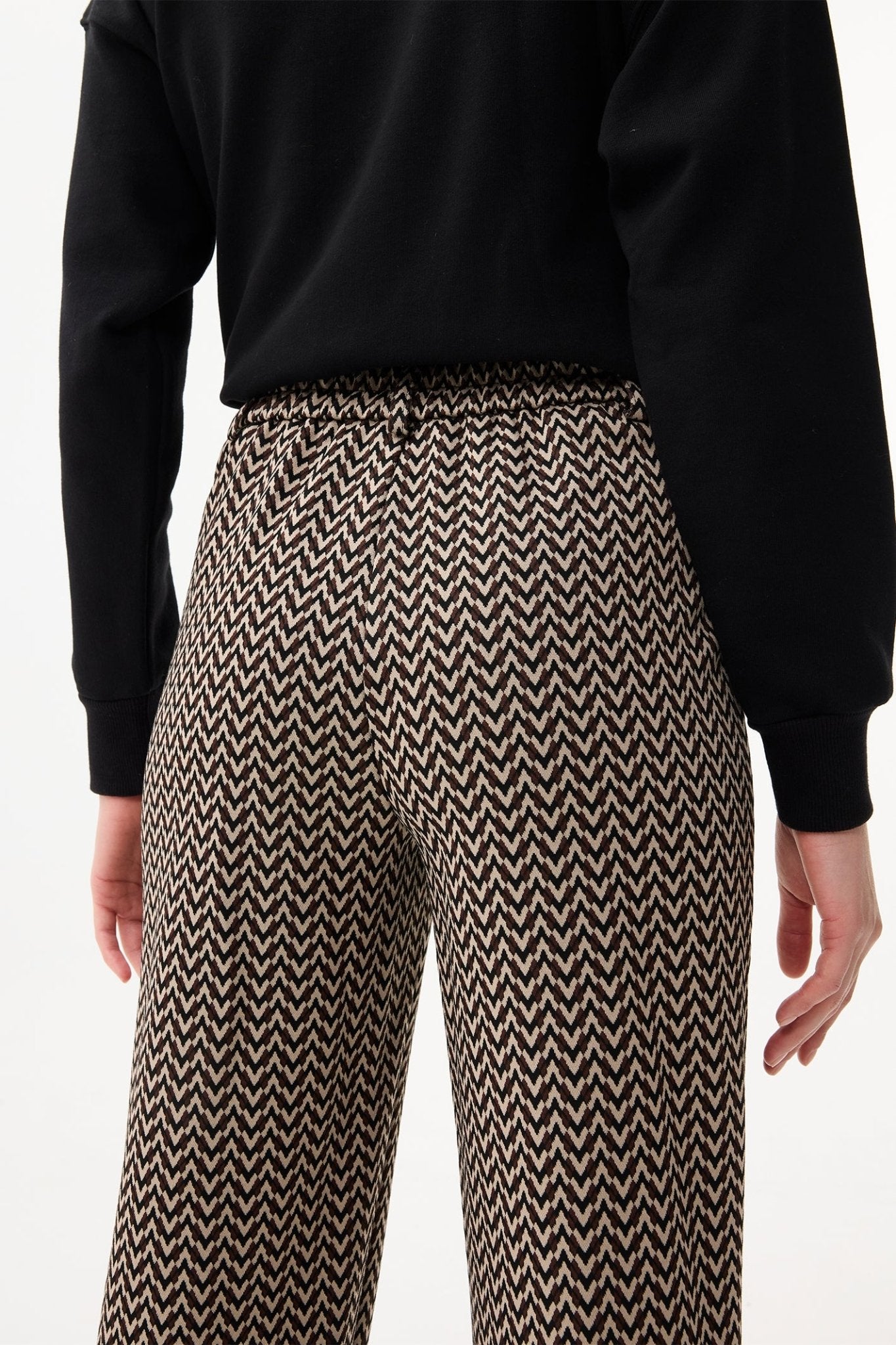 Leo & Ugo EHP603 Brown Black Beige Zig - Zag Pattern Trousers - Dotique - Leo & Ugo