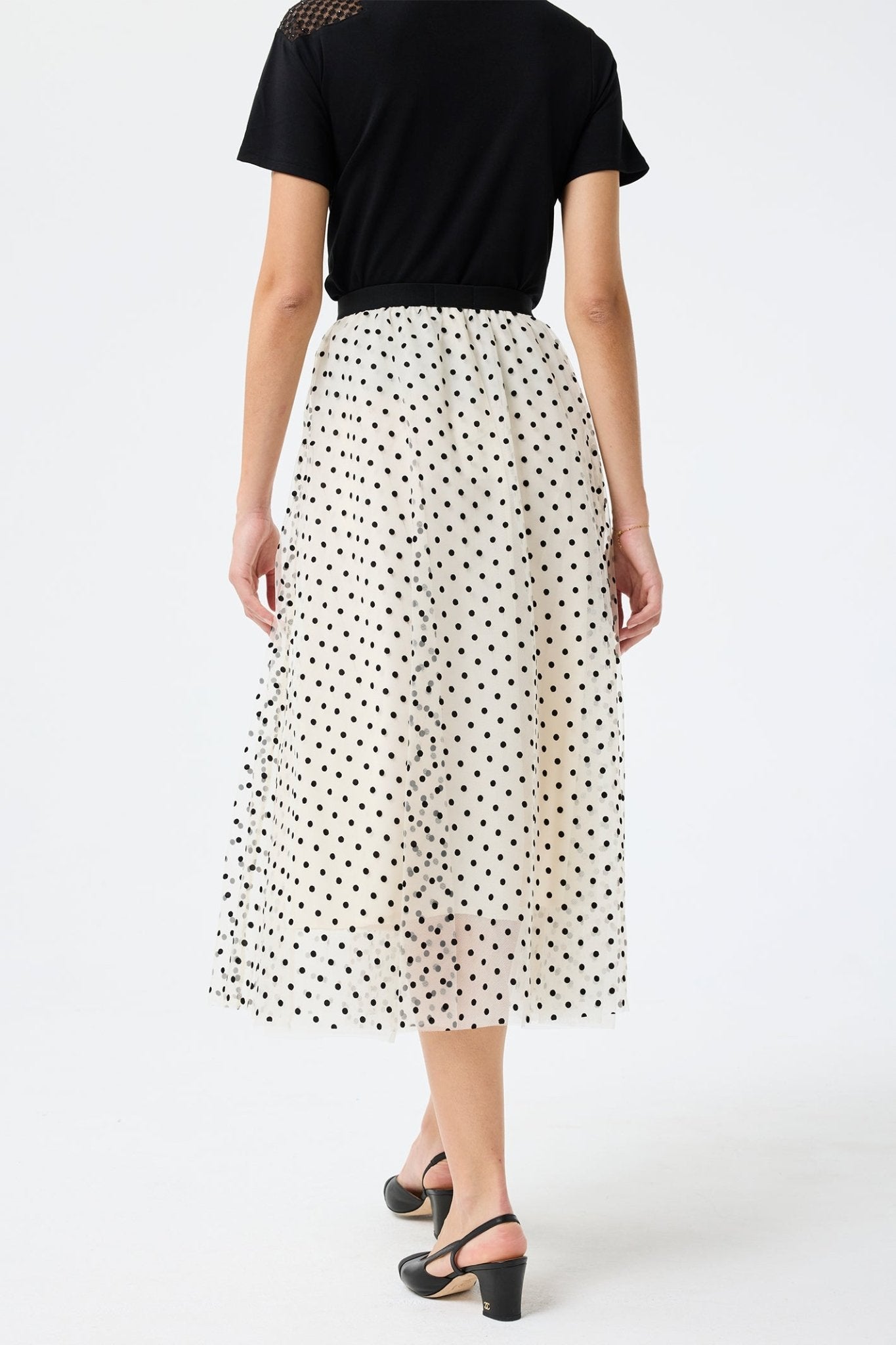 Leo & Ugo KEJ802 Of White/ Black Polka Dot Skirt - Dotique