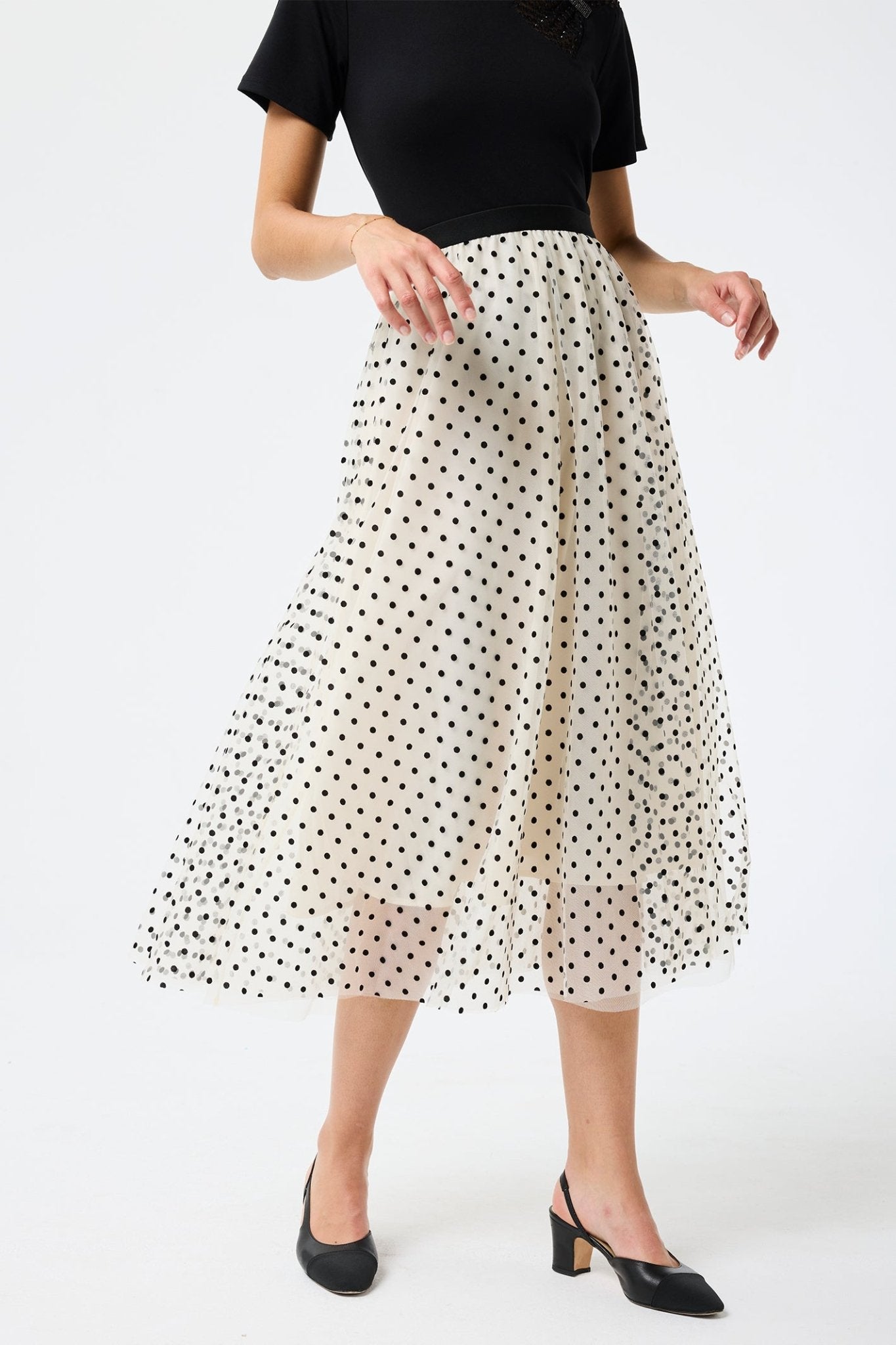 Leo & Ugo KEJ802 Of White/ Black Polka Dot Skirt - Dotique