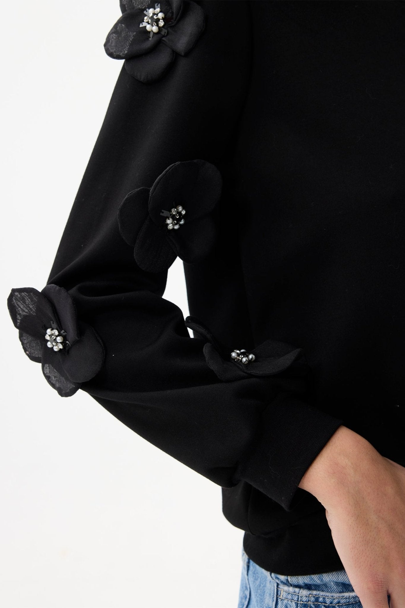 Leo & Ugo KH936 Black Flower Detail Jumper - Dotique - Leo & Ugo