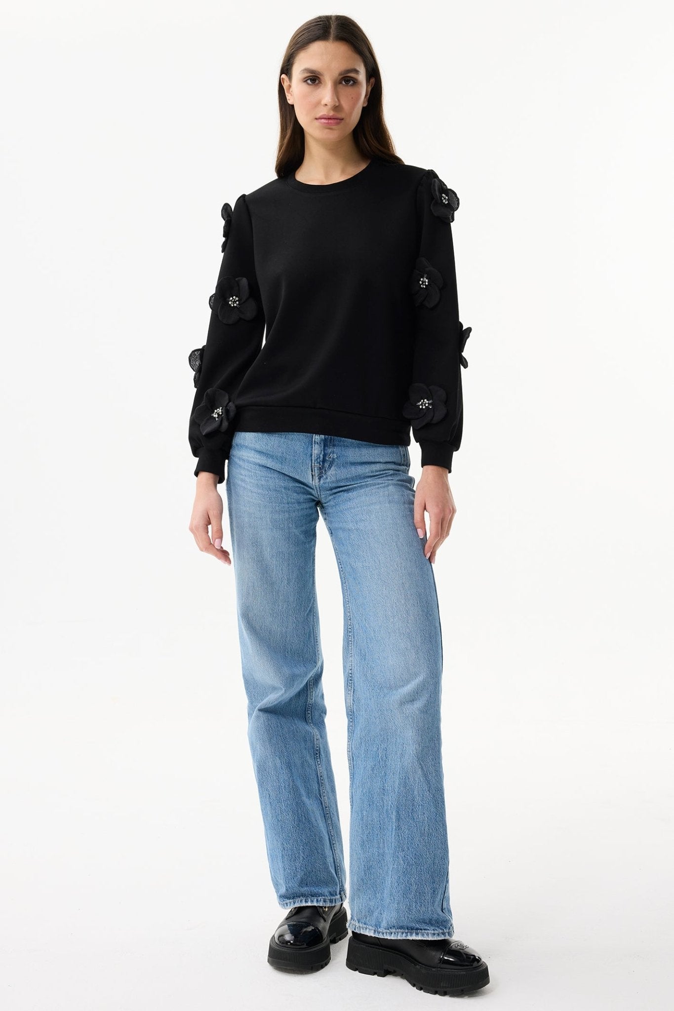 Leo & Ugo KH936 Black Flower Detail Jumper - Dotique - Leo & Ugo