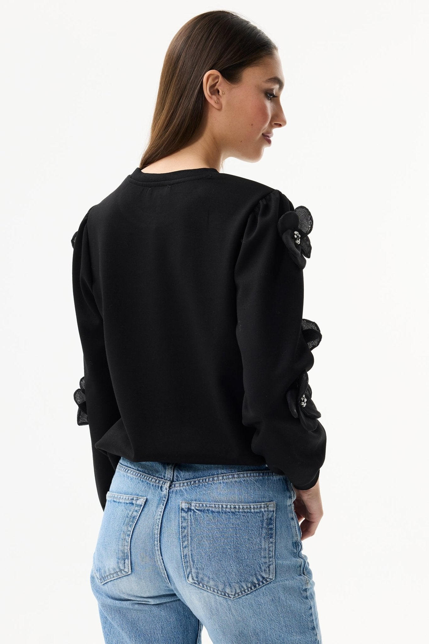 Leo & Ugo KH936 Black Flower Detail Jumper - Dotique - Leo & Ugo