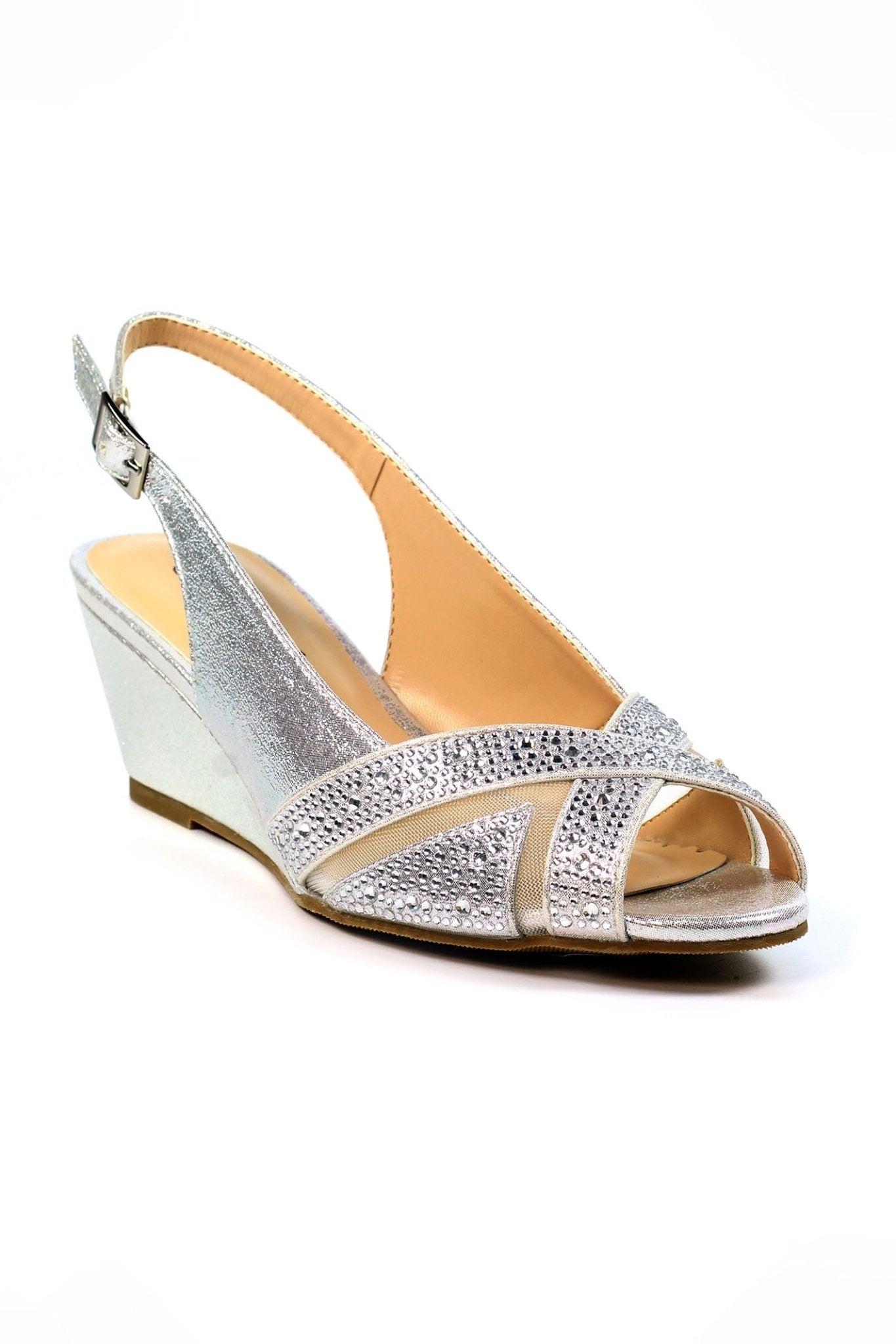 Lunar FLR060 Silver Emmerline Elegance Wedge Slingback Shoe - Dotique - Lunar