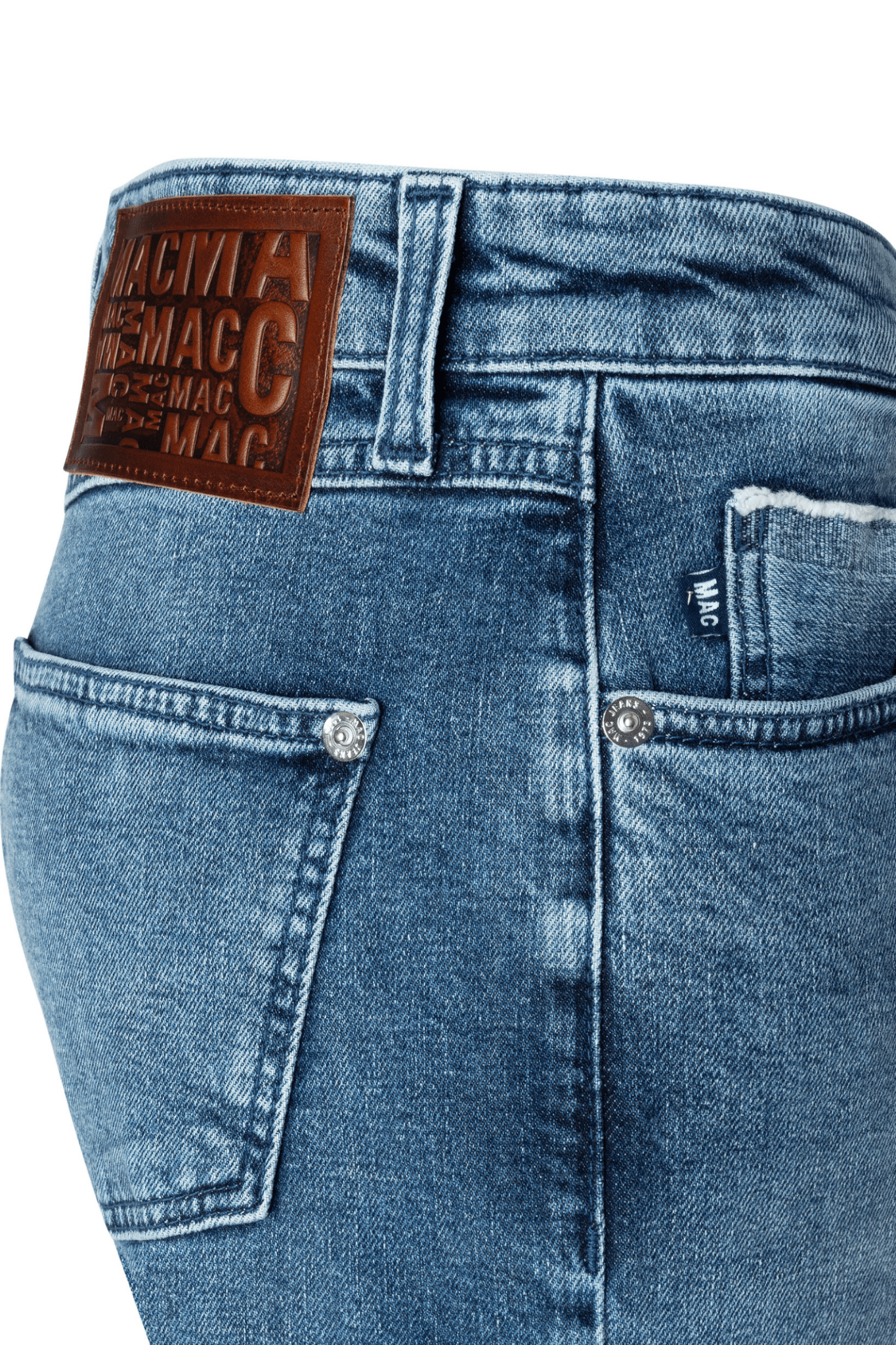 MAC Straight authentic comfort jeans in mid blue random wash – Dotique