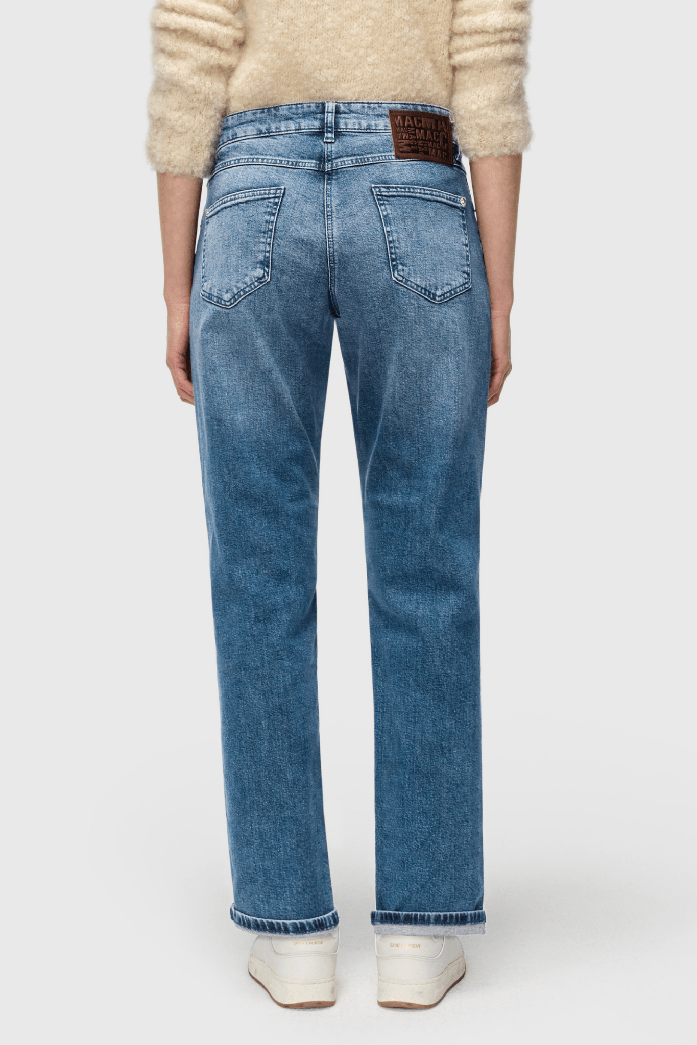 MAC Straight authentic comfort jeans in mid blue random wash – Dotique