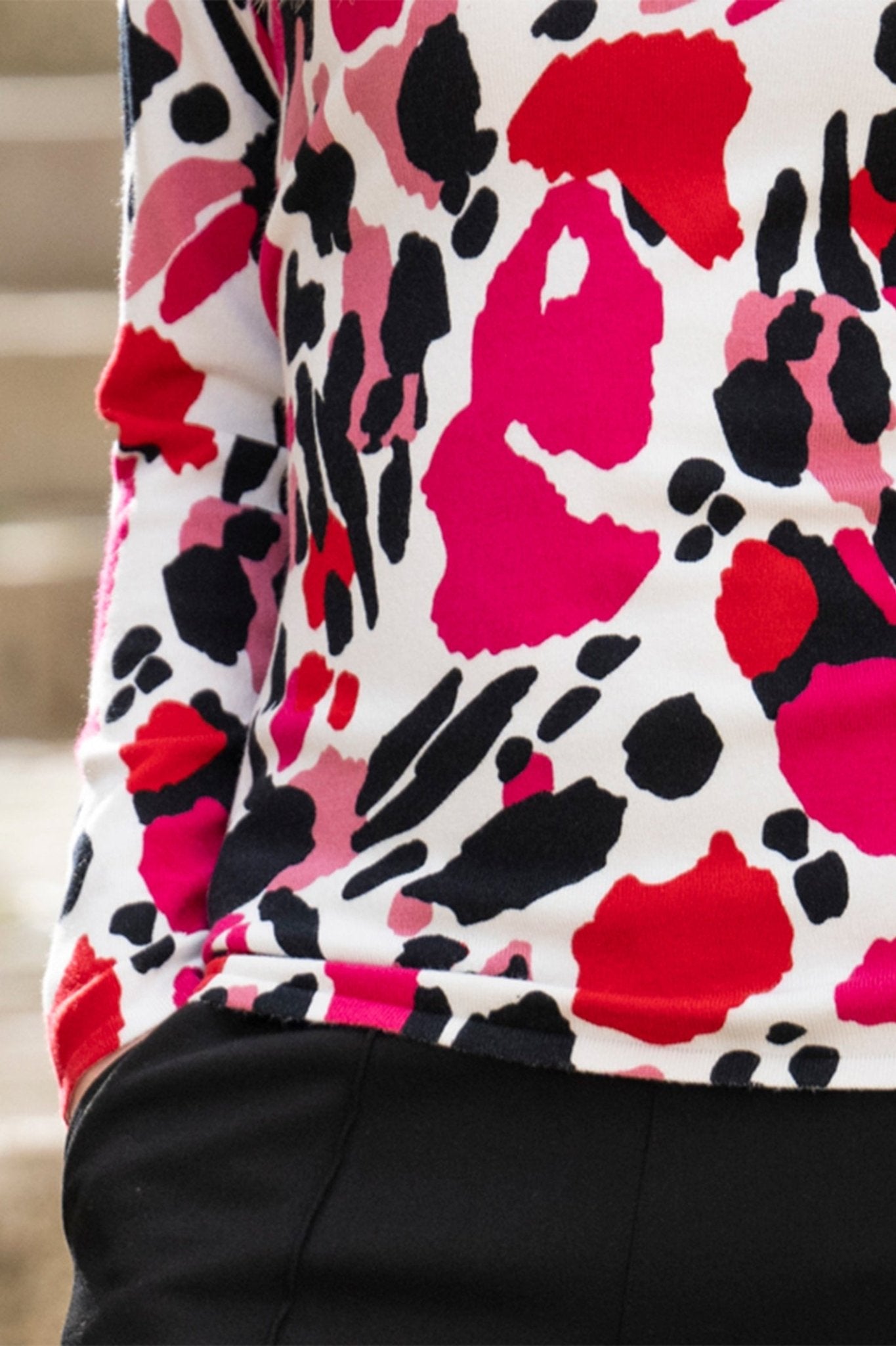 Marble 7994 (126) Pink, Black and White Mix Fine Knit Round Neck Jumper - Dotique - Marble