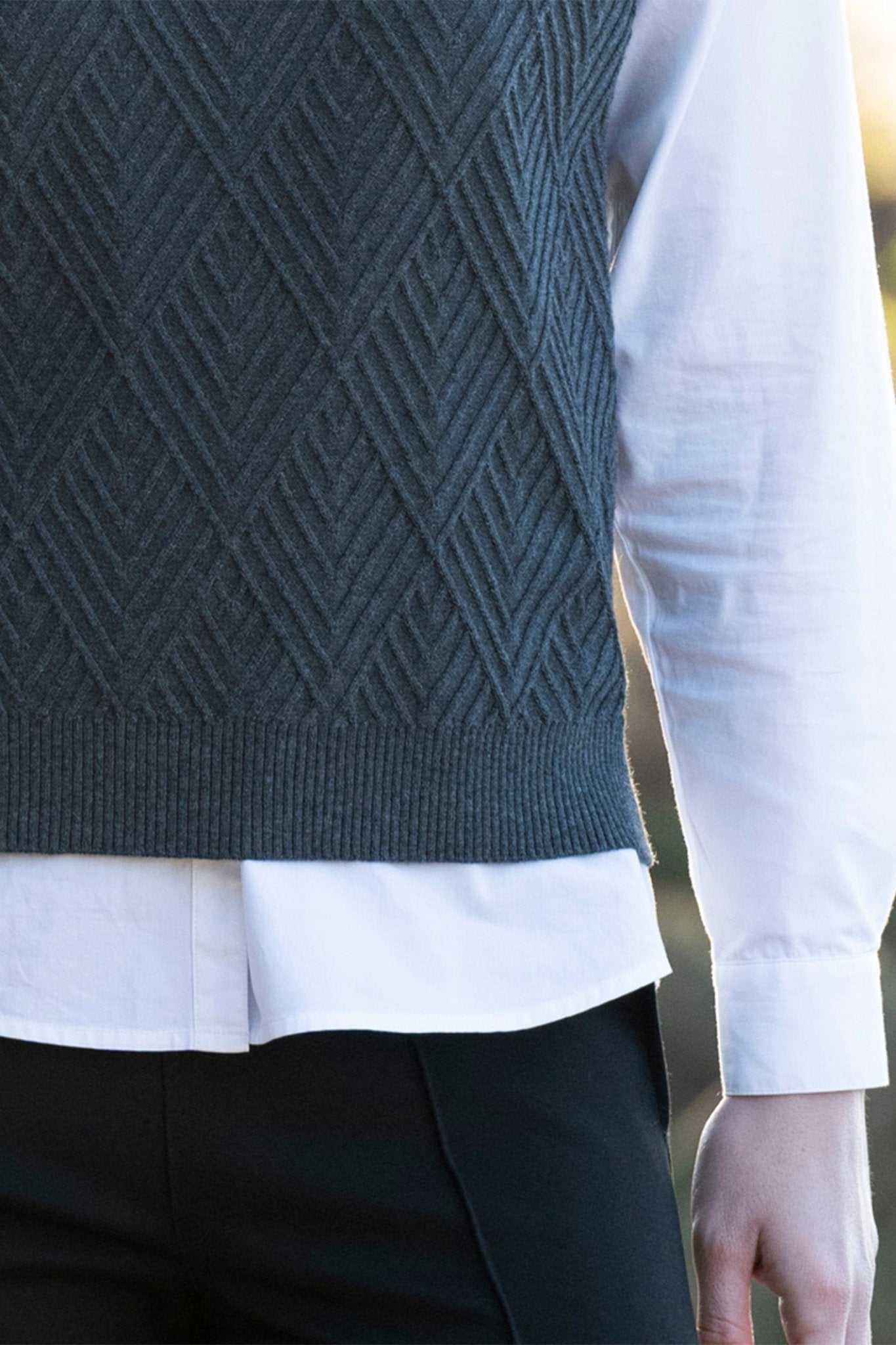 Marble 8081 (105) Grey Cotton Tank Top with Cowl Neck - Dotique - Marble