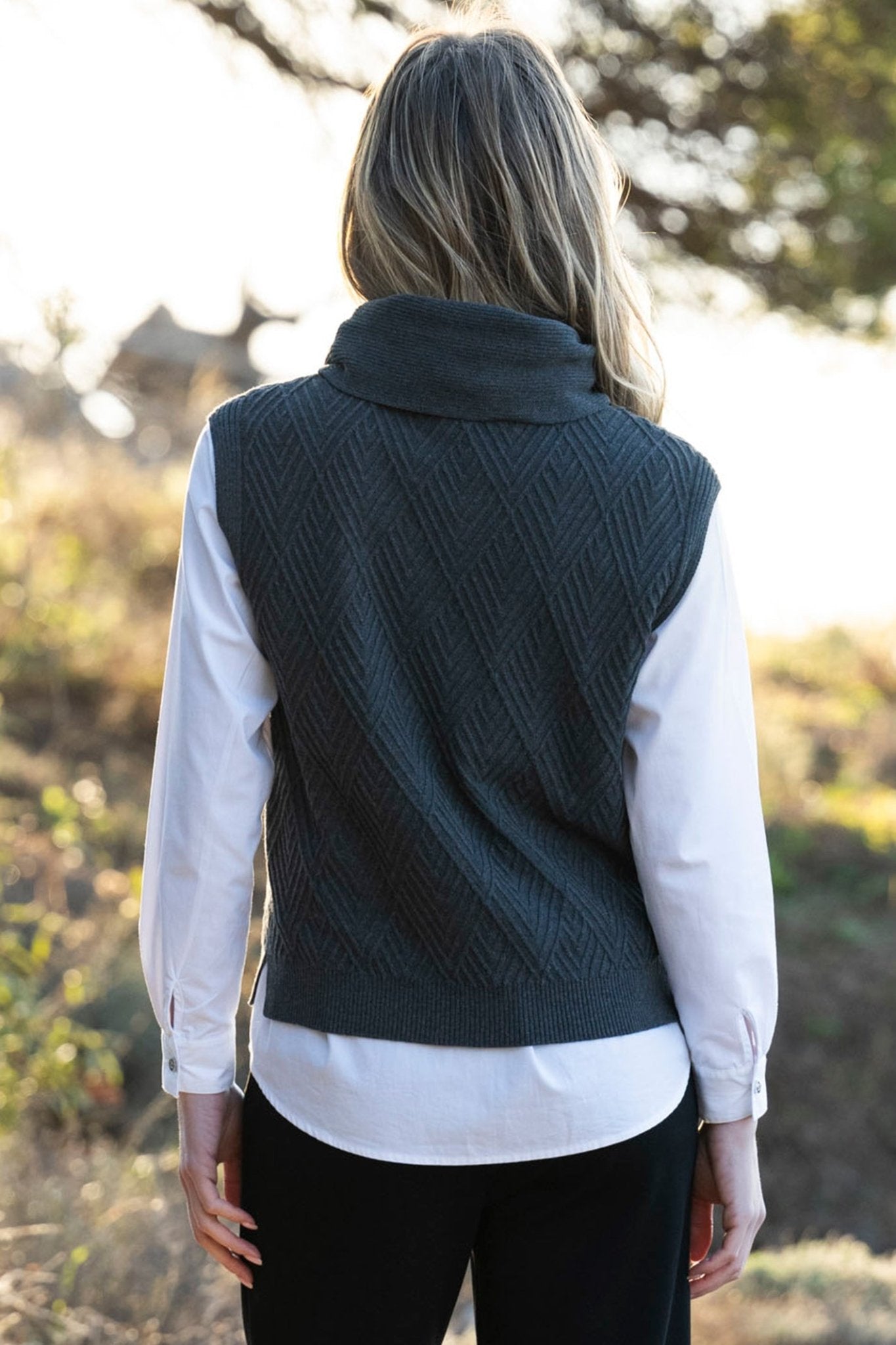 Marble 8081 (105) Grey Cotton Tank Top with Cowl Neck - Dotique - Marble