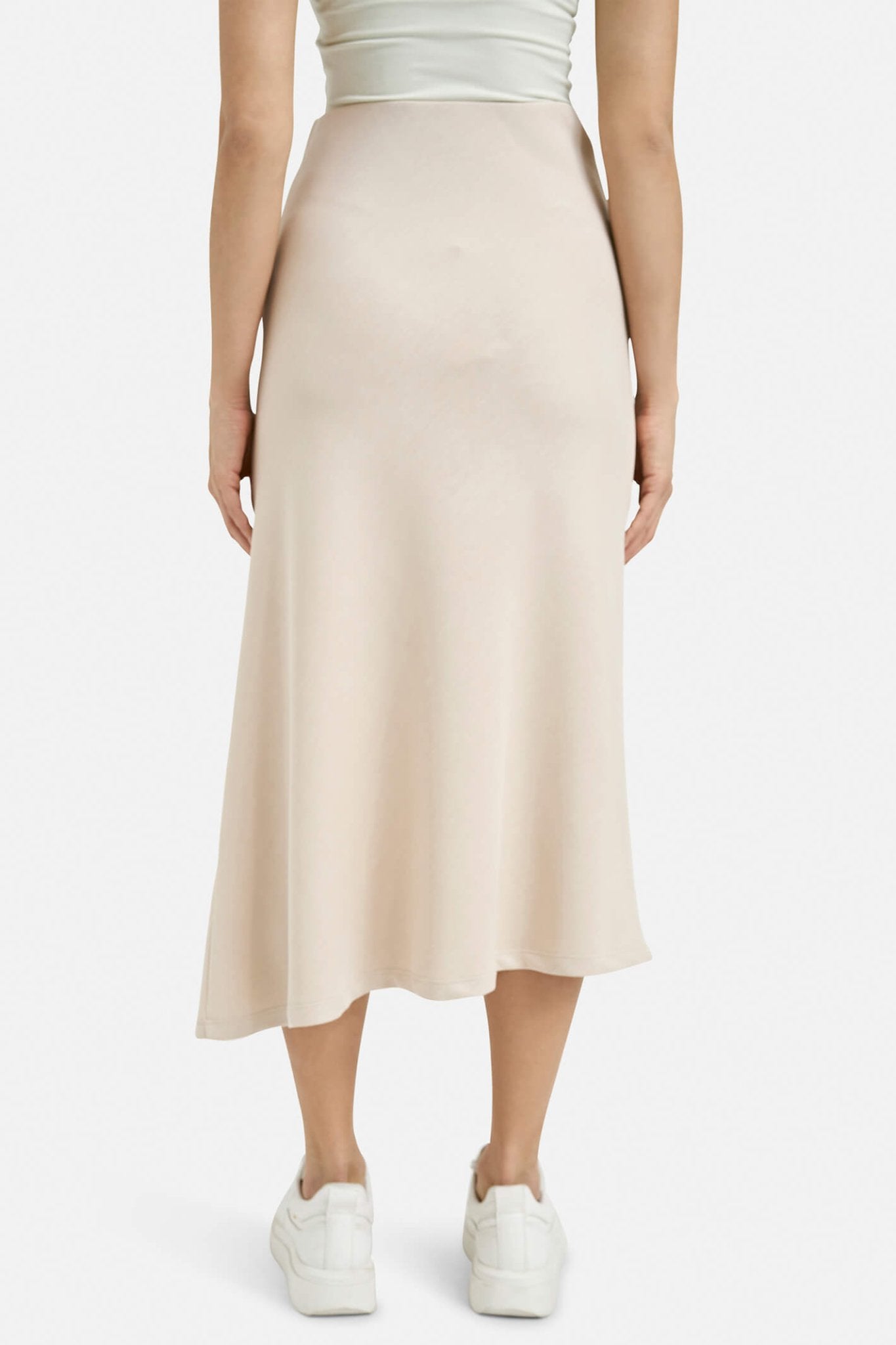 Milano 33-5190-1237 Beige A-Line Asymmetric Hem Skirt - Dotique Chesterfield