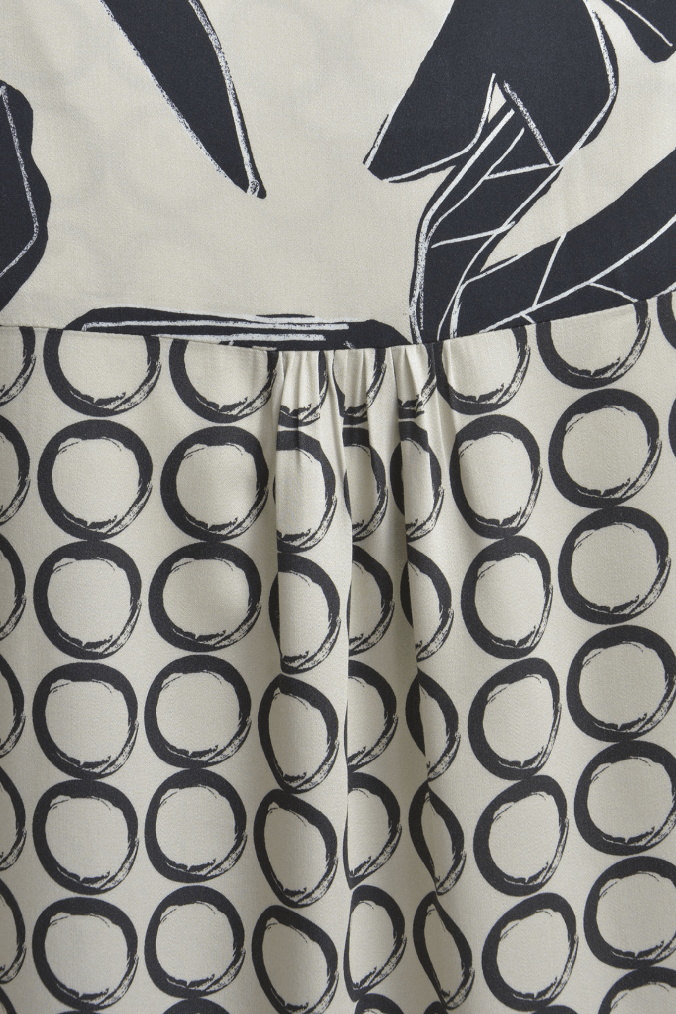 Milano 44-6372-3019  Cream/ Navy Cream Print Round Neck Blouse