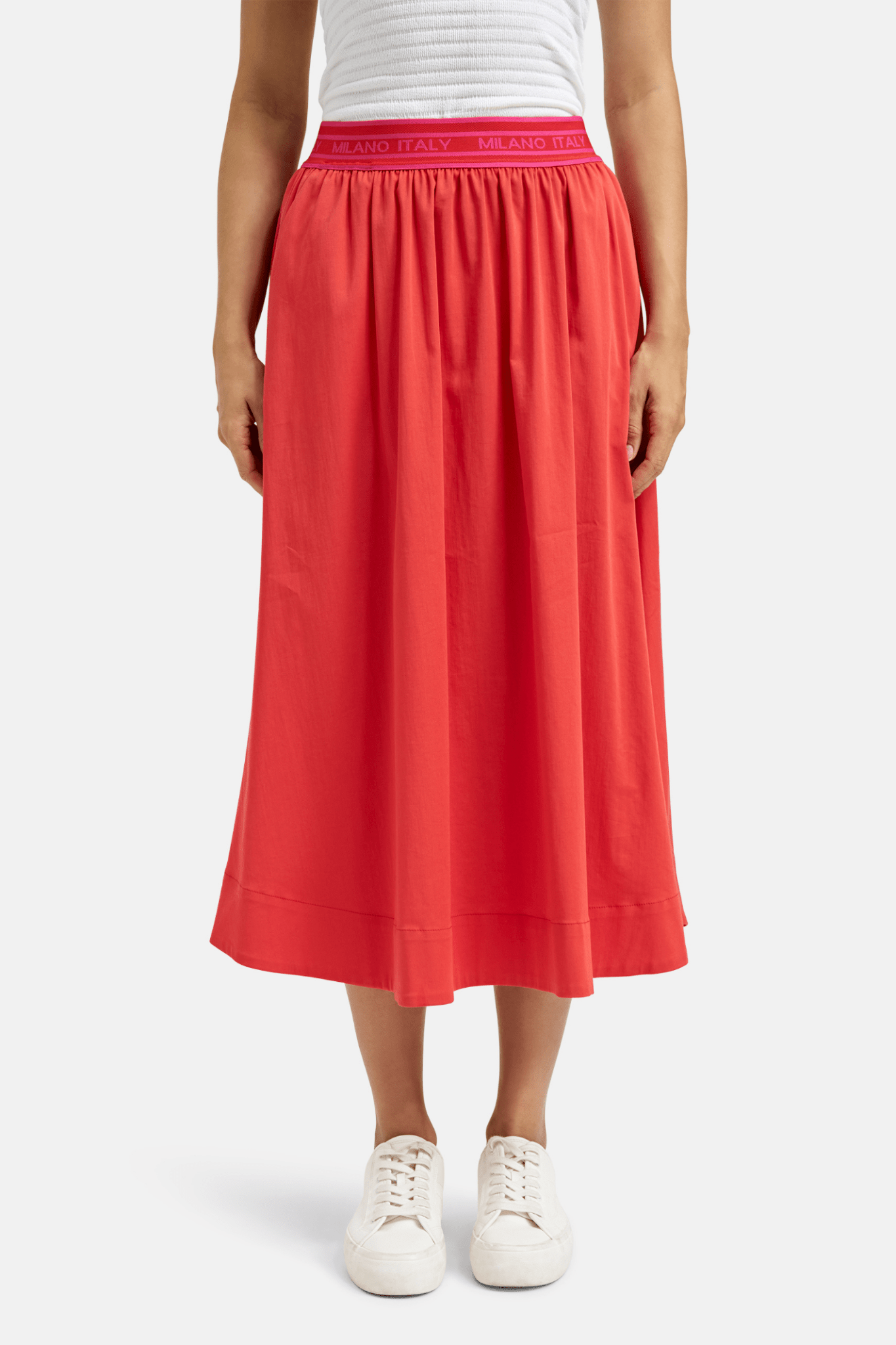 Milano 51-2020-1372 496 Poppy Midi Skirt with Elastic Waistband