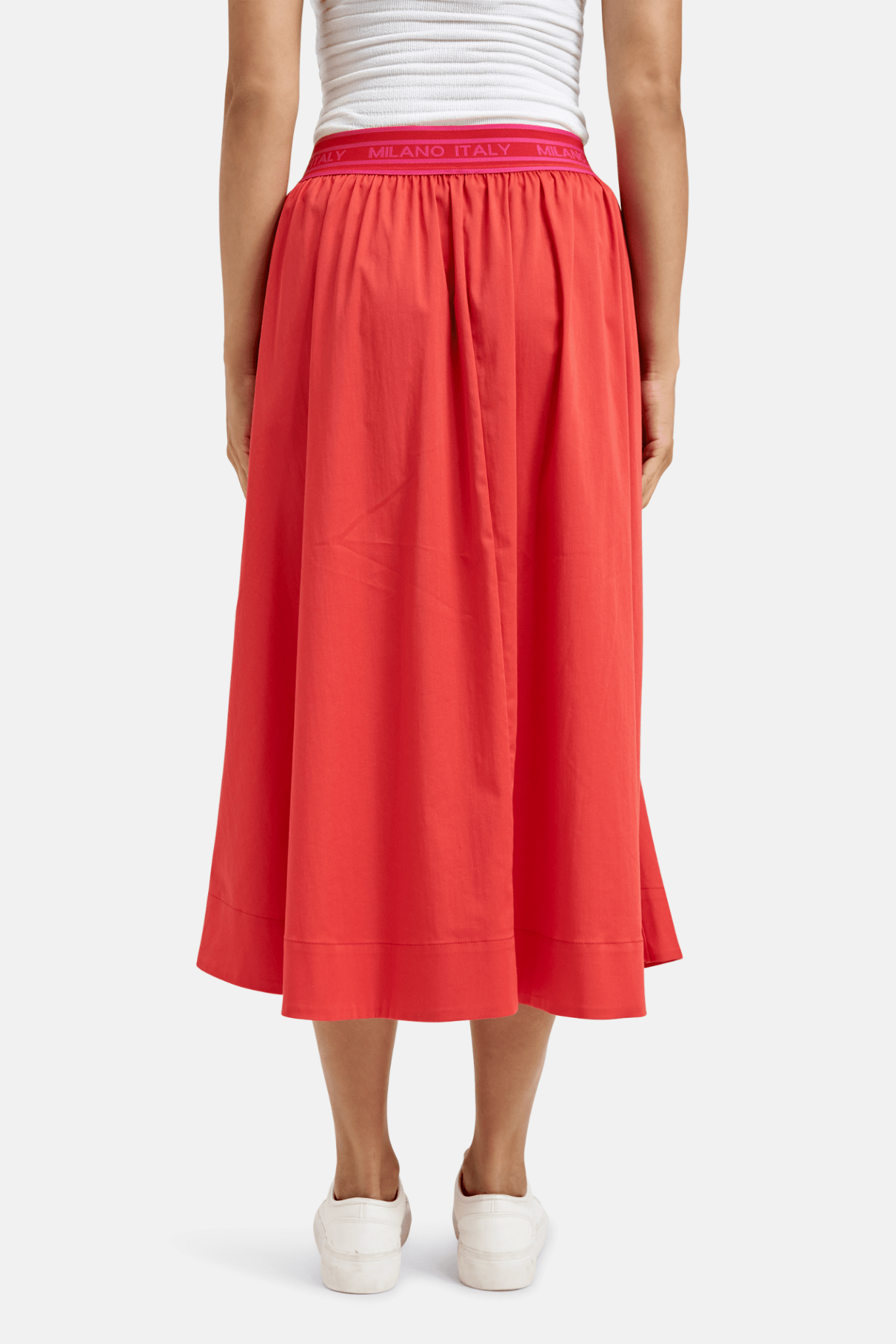 Milano 51-2020-1372 496 Poppy Midi Skirt with Elastic Waistband