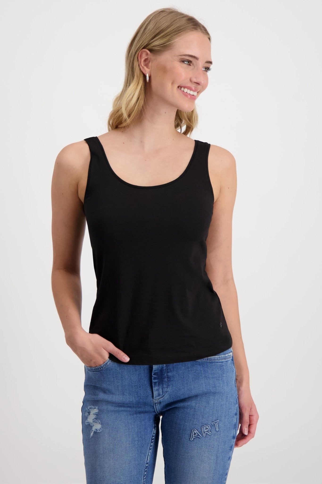 Monari 408363 Black Vest Top - Dotique
