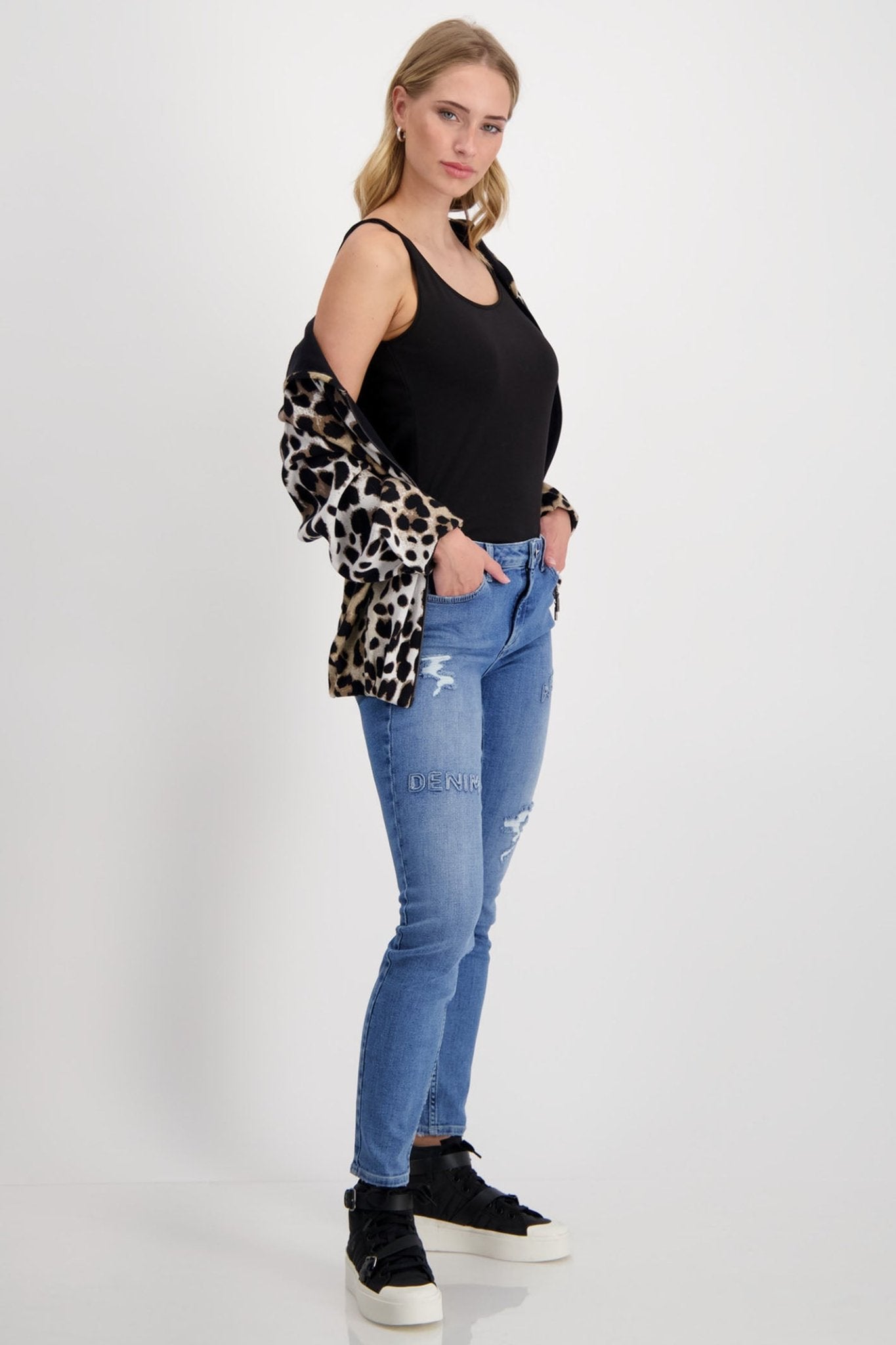 Monari 408363 Black Vest Top - Dotique