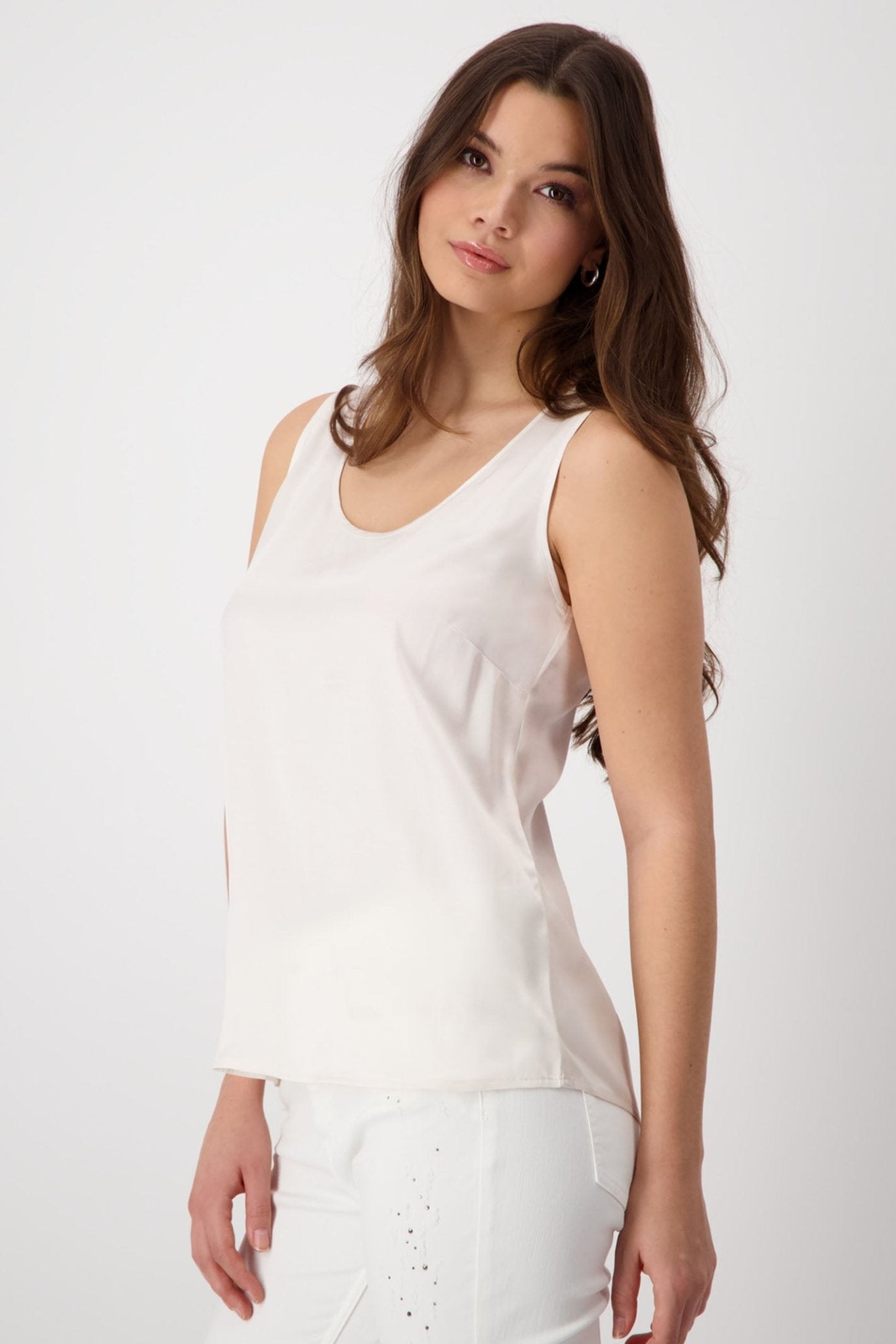 Monari 408412 Peanut Beige Sleeveless Top - Dotique