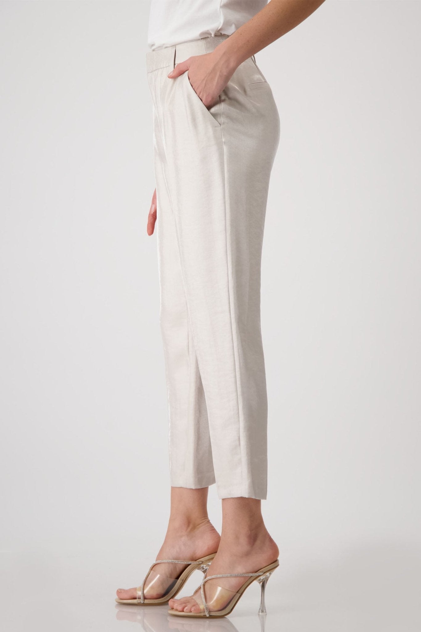 Monari 409208 Warm Sand Lame Trousers - Dotique - Monari