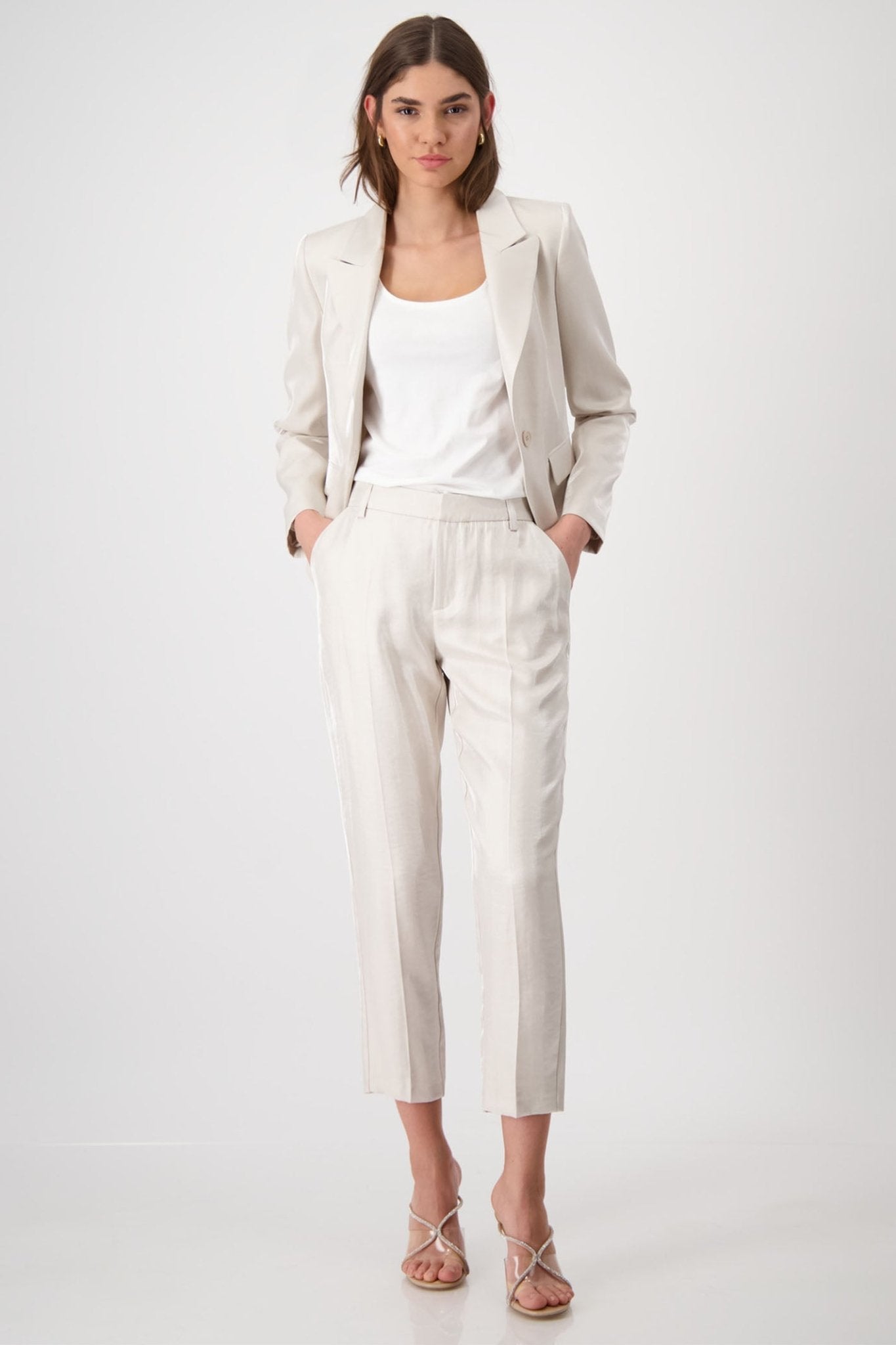 Monari 409208 Warm Sand Lame Trousers - Dotique - Monari