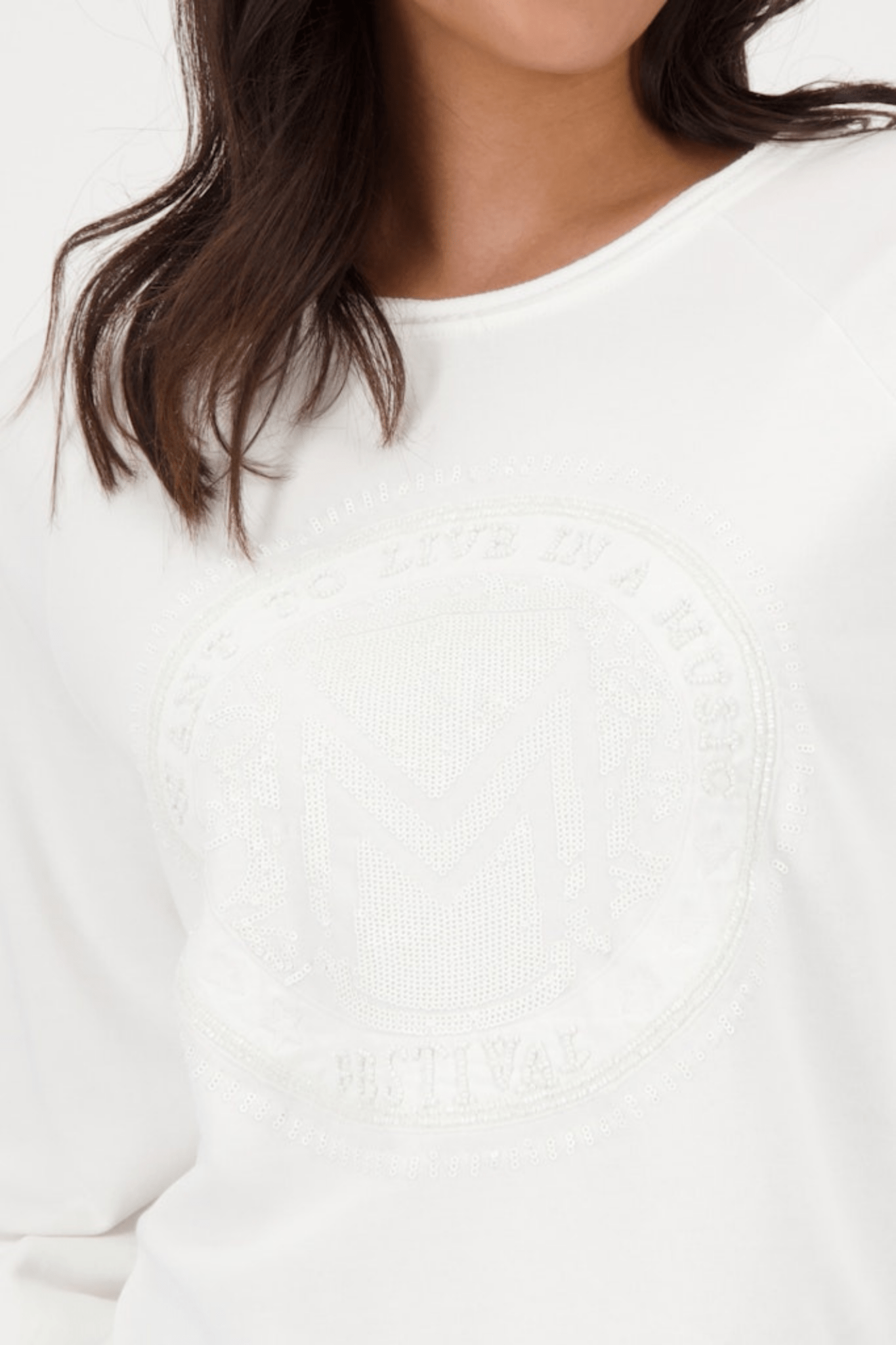 Monari 808803 Off White Emblem Sweatshirt - Dotique - Monari