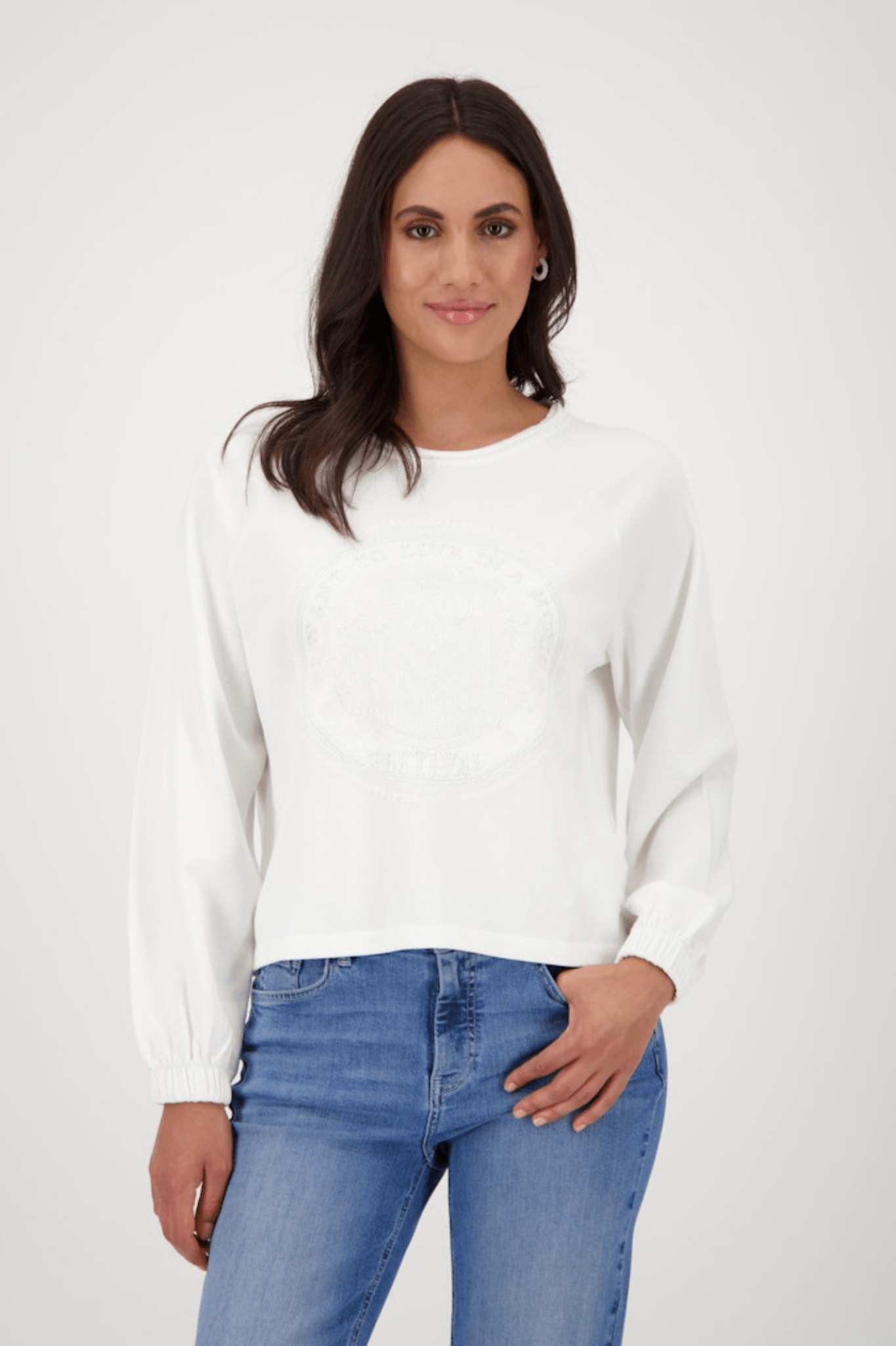 Monari 808803 Off White Emblem Sweatshirt - Dotique - Monari