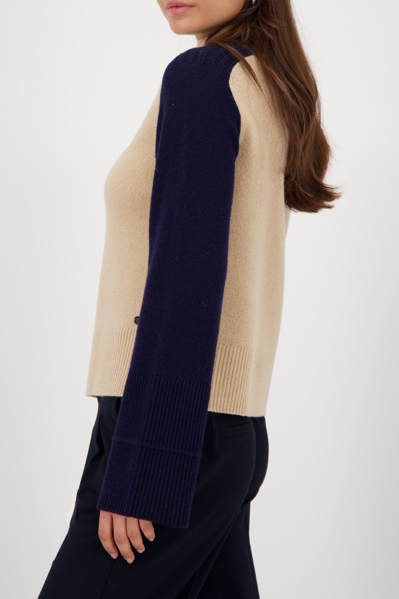 Monari 809119 Cinnamon Beige Colourblock Jumper - Dotique - Monari