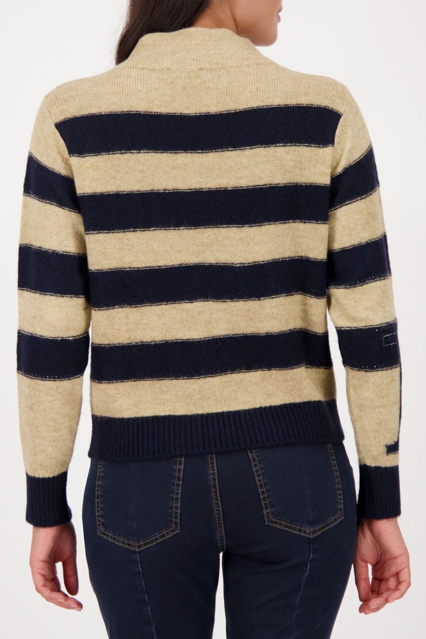 Monari 809123 Night Sky Navy Stripe Knit Jumper - Dotique - Monari