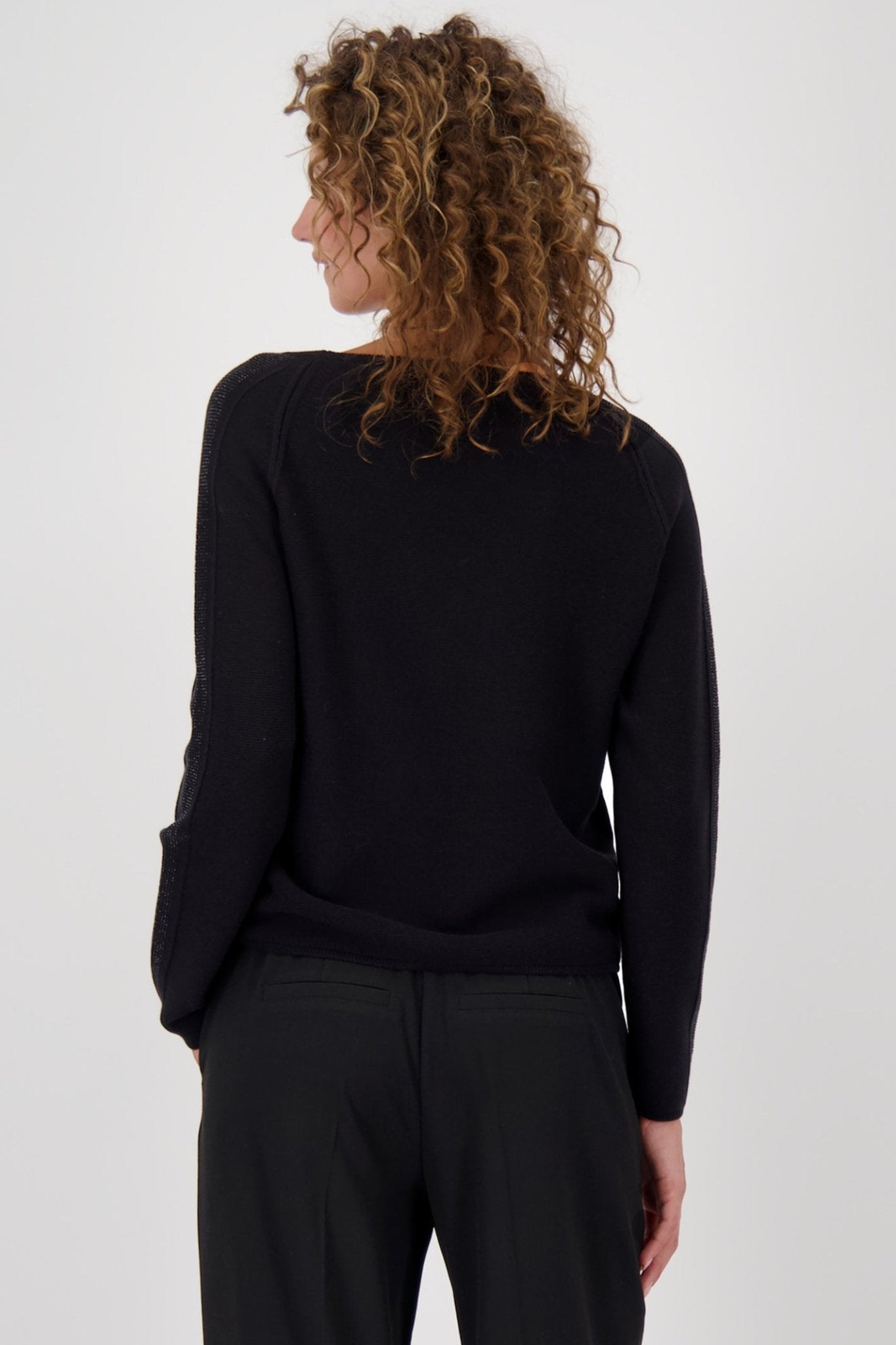 Monari 809131 Black Embellished Knit Jumper - Dotique - Monari