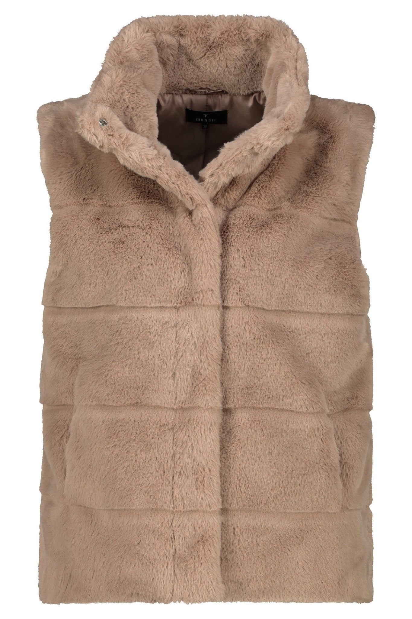 Monari 809140 Truffle Taupe Faux Fur Waistcoat Gilet - Dotique - Monari