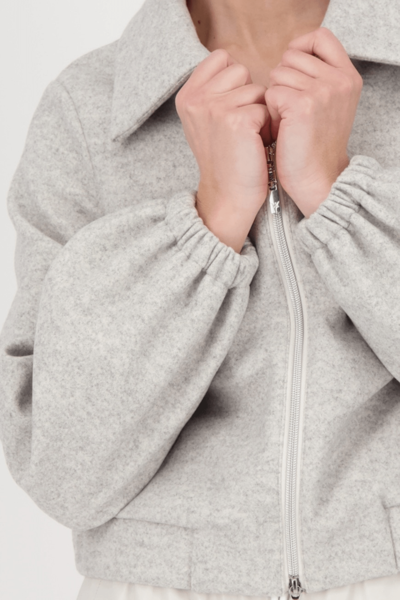 Monari 809160 Oat Milk Mélange Bomber Jacket - Dotique - Monari