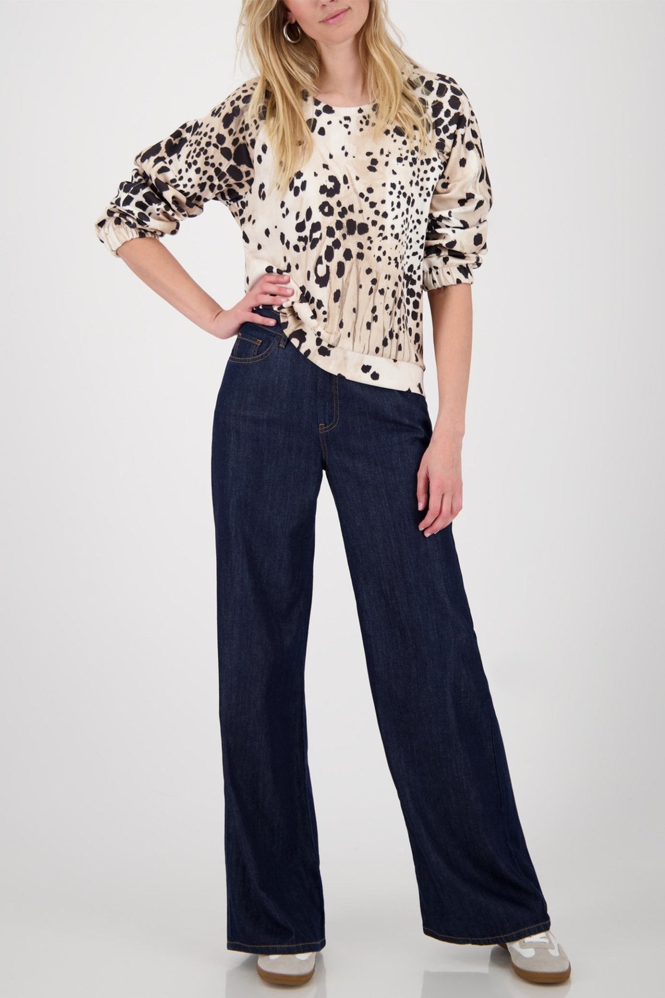 Monari 809169 Cashmere Beige Tones Leopard Print Sweatshirt - Dotique - Monari