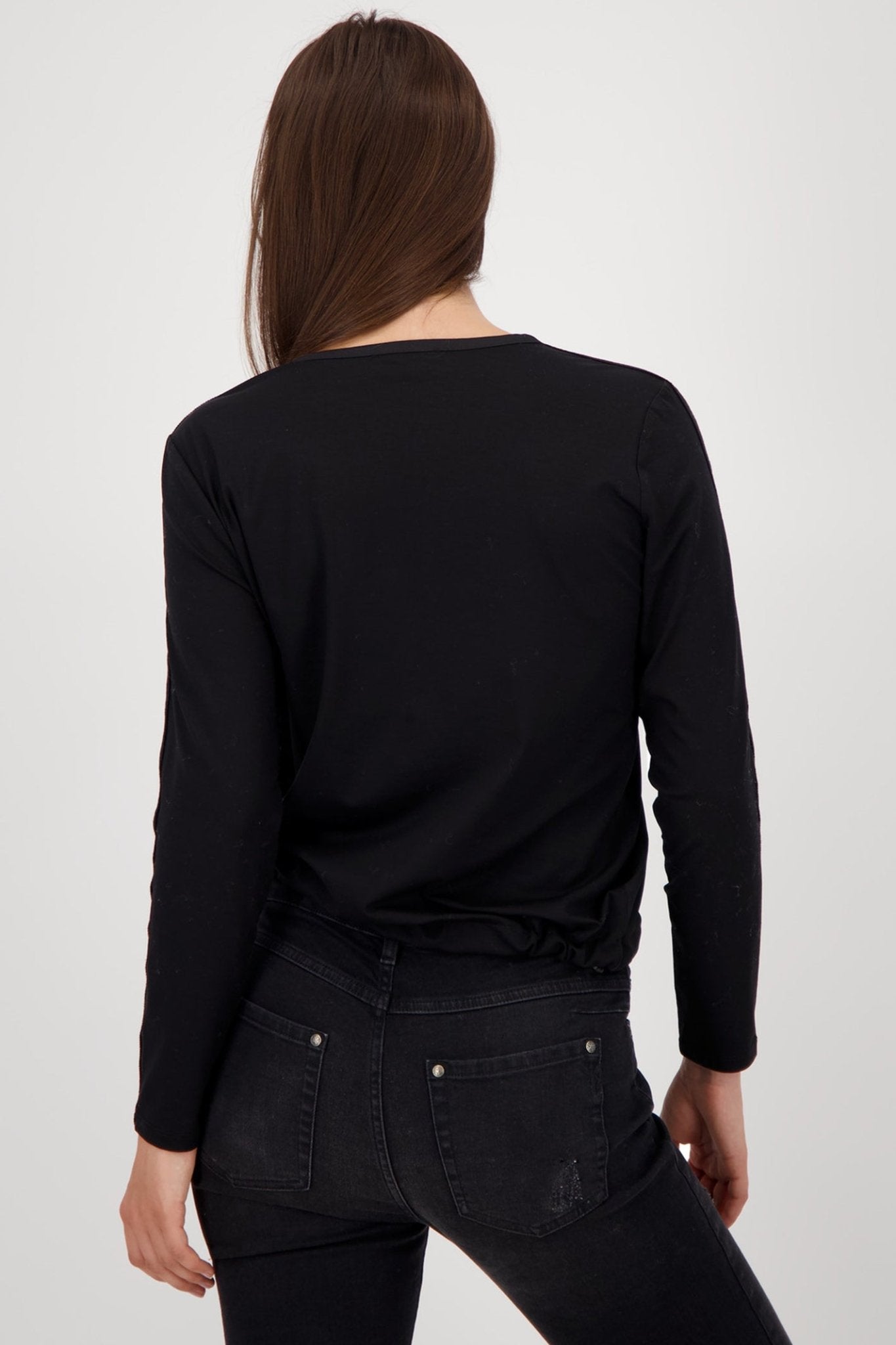 Monari 809190 Black Embellished Jersey Blouse - Dotique - Monari