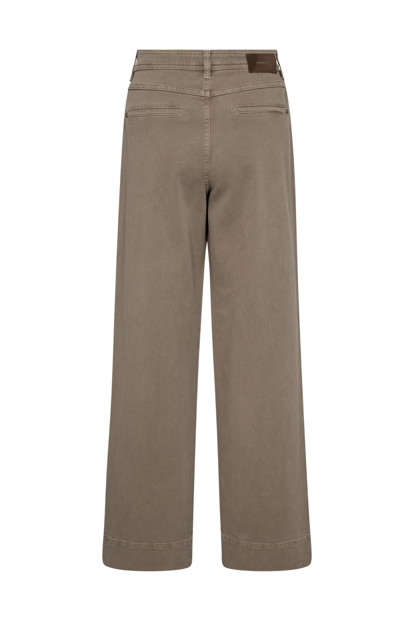 Mos Mosh MMSoey Iglesia Pant in Brindle brown – high rise wide leg cotton stretch trousers with welt pockets available at Dotique