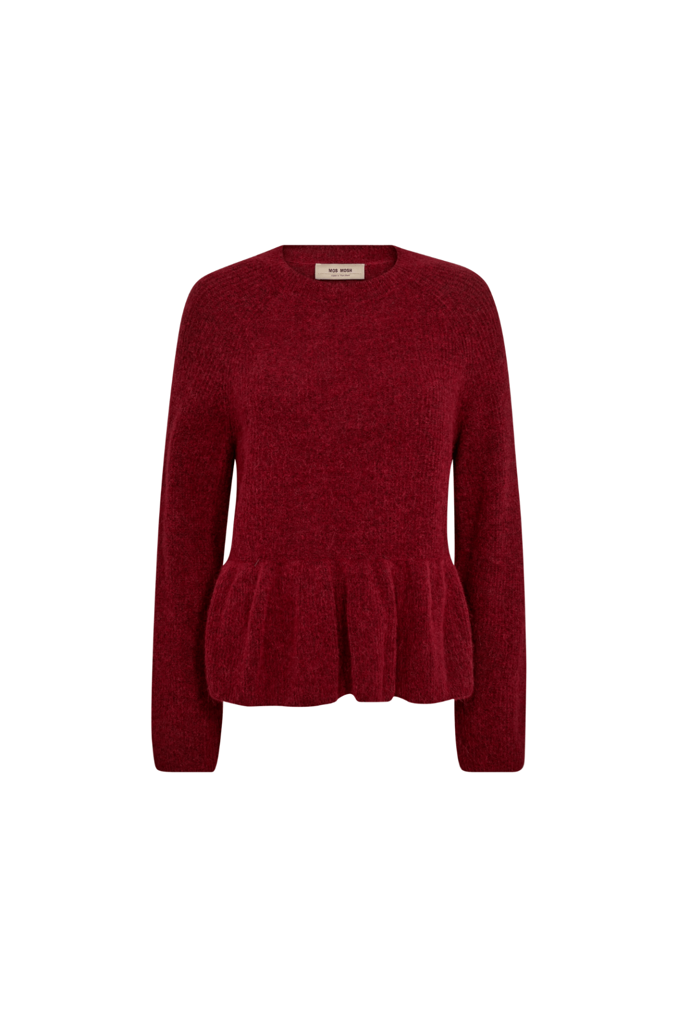 Mos Mosh 175390 MMThora O - Neck Frill Knit Rhythmic Red - Dotique - Mos Mosh