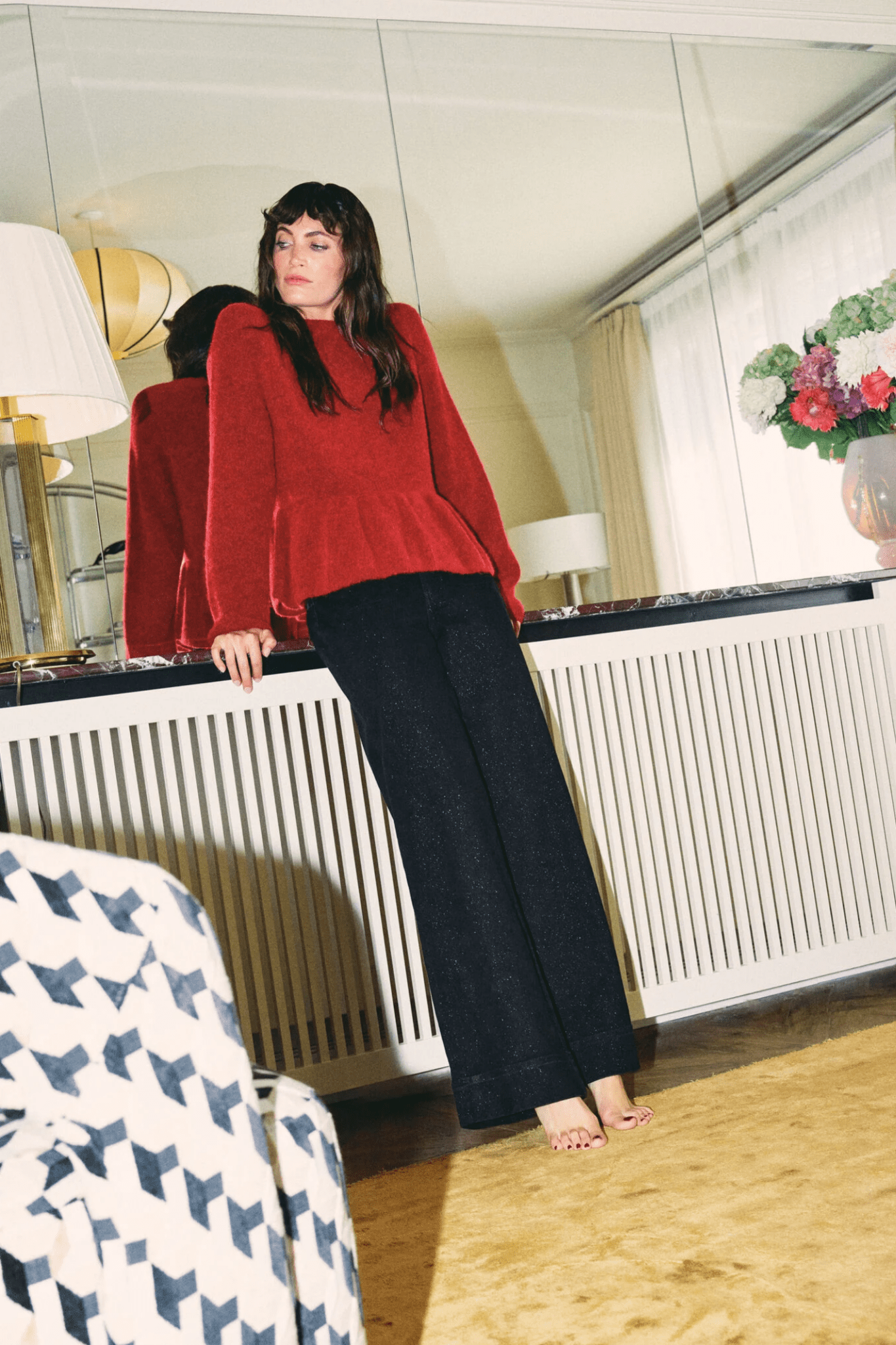 Mos Mosh 175390 MMThora O - Neck Frill Knit Rhythmic Red - Dotique - Mos Mosh