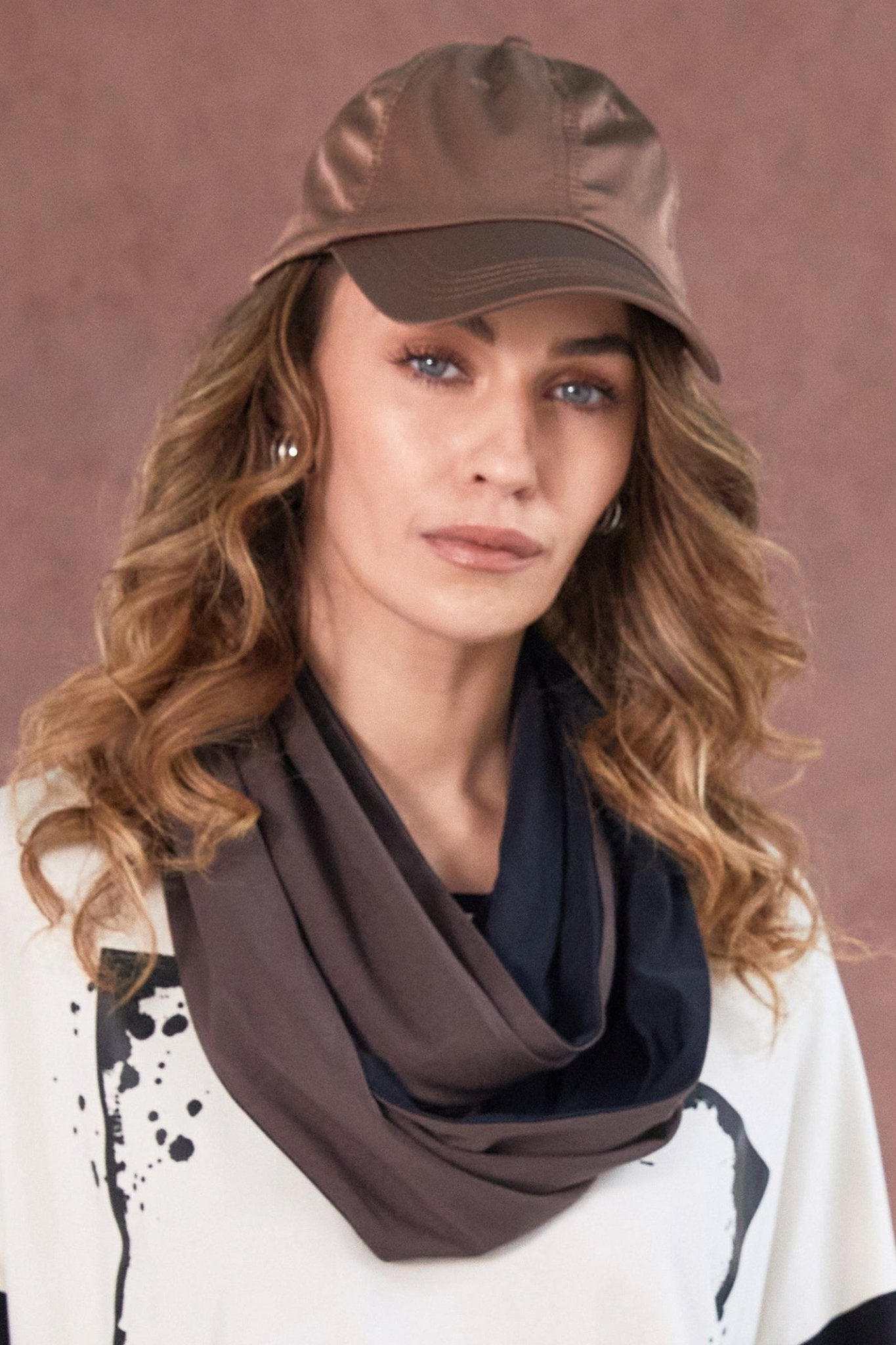 Naya NAW25113 Cocoa Black Two Tone Jersey Neck Scarf - Dotique - Naya