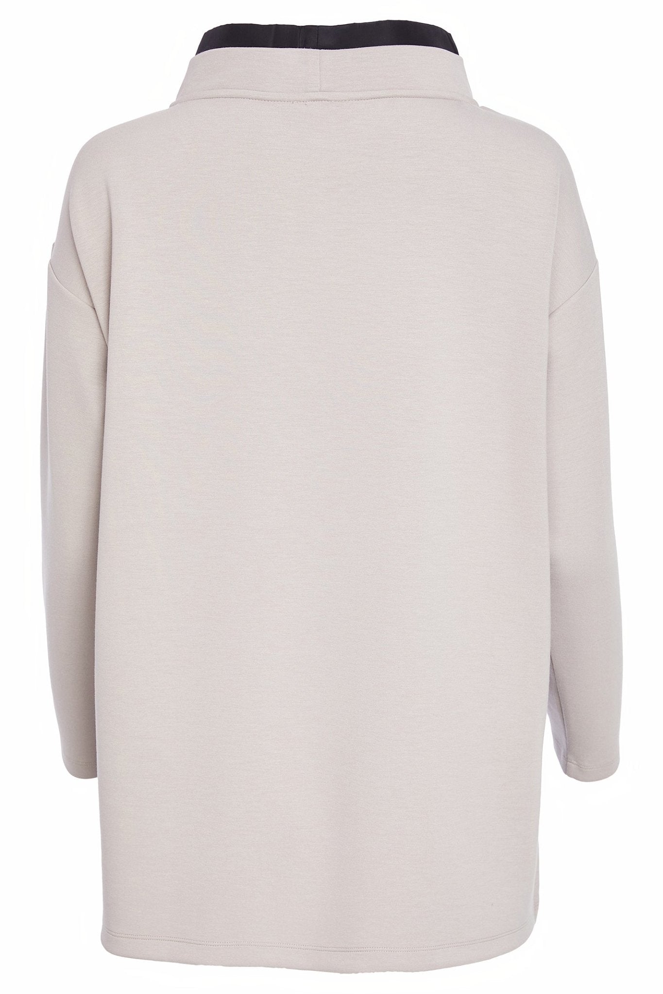 Naya NAW25127 Taupe Black Soft Sweatshirt with Contrast at Shoulder and Hem with Pocket Detail - Dotique - Naya