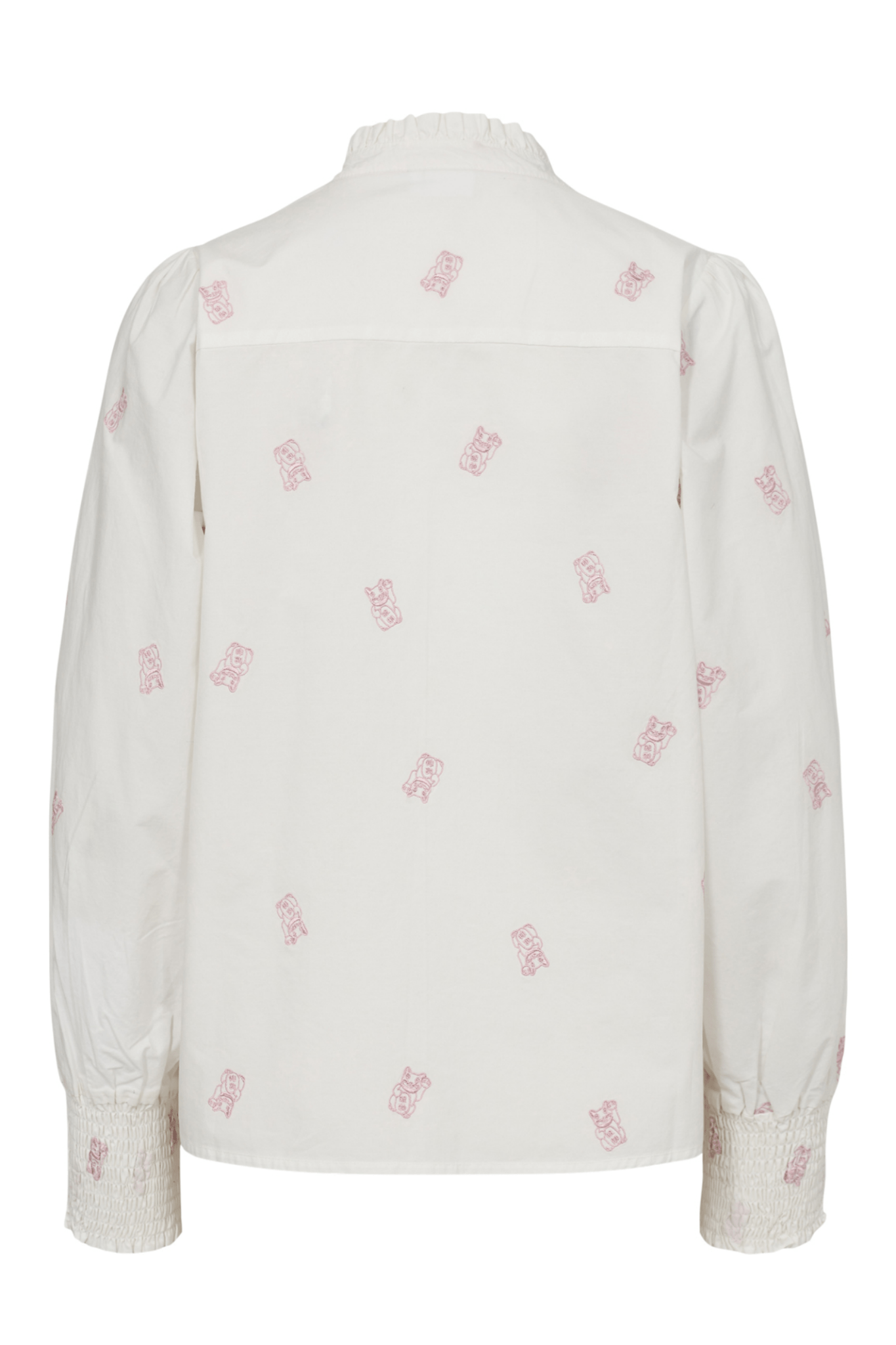 Nümph Nuyuki Shirt Cloud Dancer white shirt with pink embroidery – Dotique