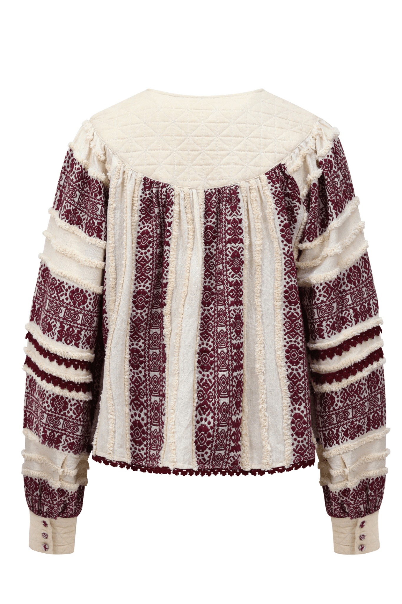 One Collective Averno Quilted Yoke Blouse - Sea Salt Jacquard