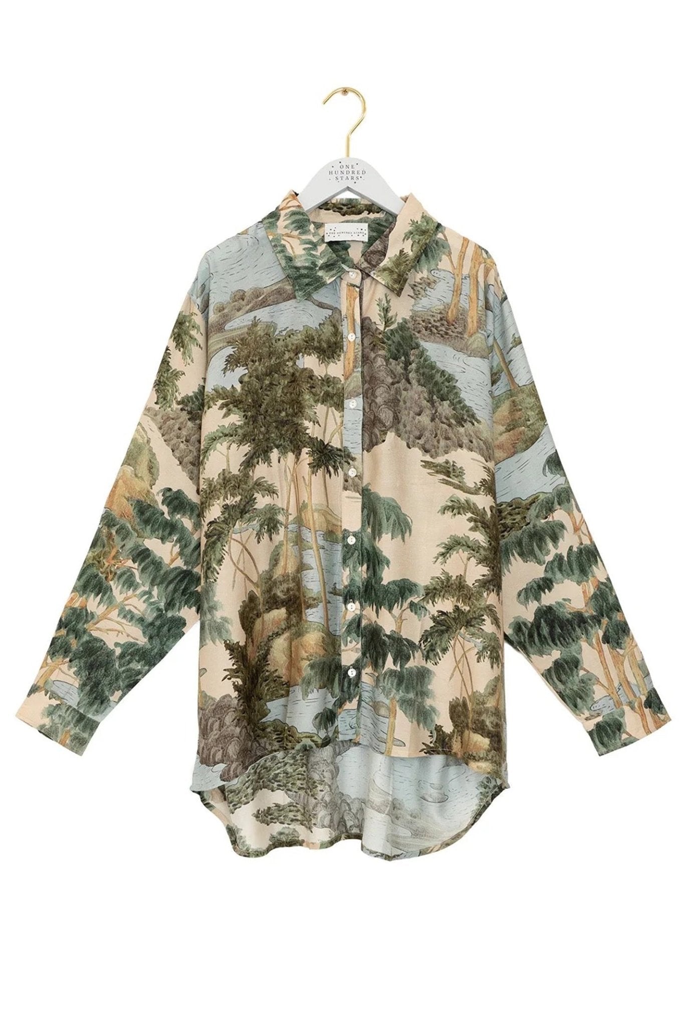 One Hundred Stars OVSRVTNAT Rivers and Trees Natural Oversized Shirt - Dotique - One Hundred Stars