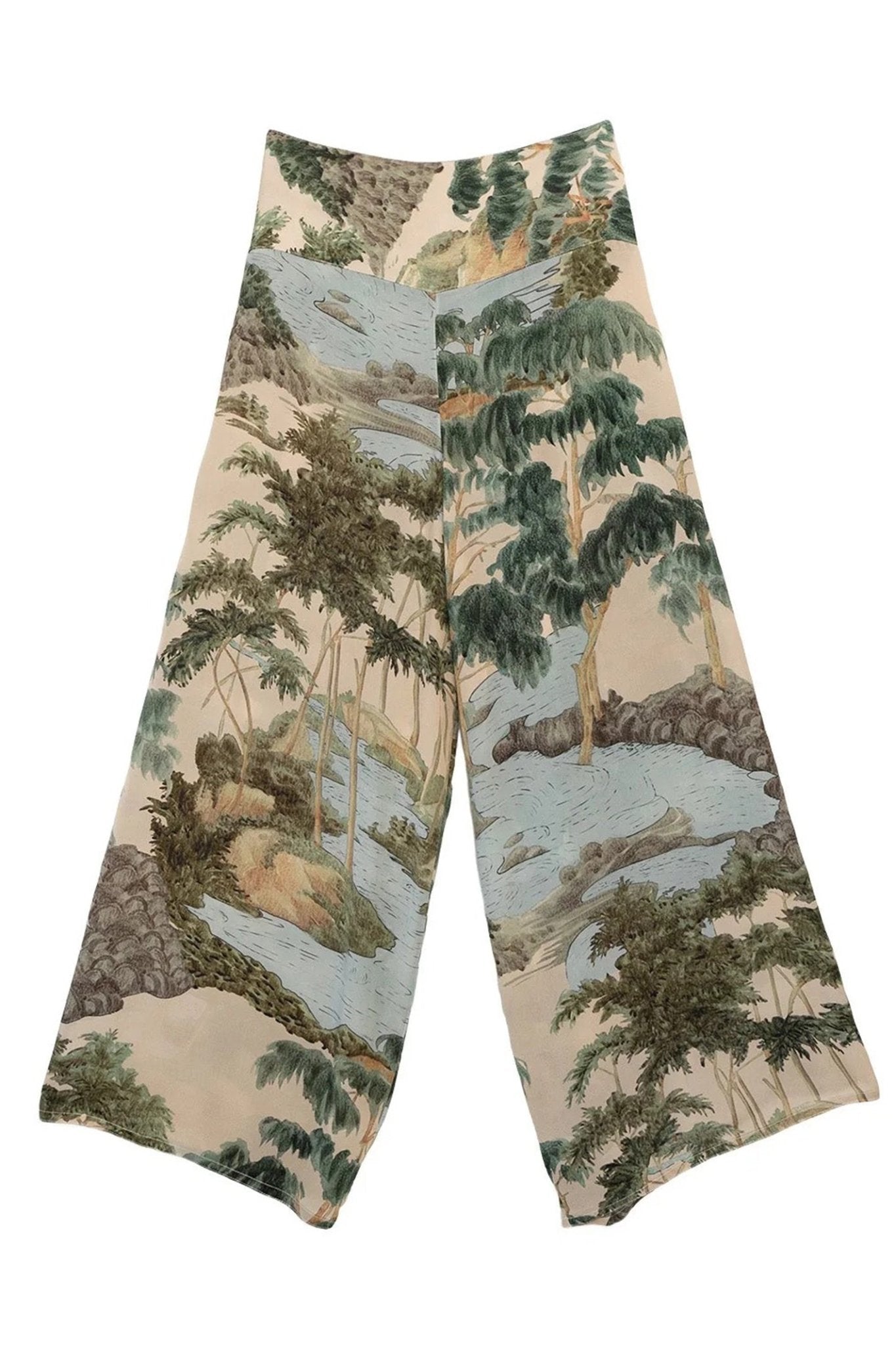 One Hundred Stars PPCRVTNAT Rivers and Trees Natural Crepe Palazzo Pants - Dotique - One Hundred Stars