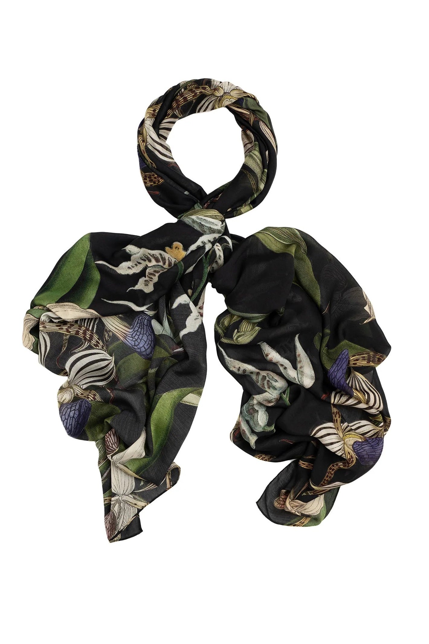 One Hundred Stars SCAORCBLK Orchid Black Scarf