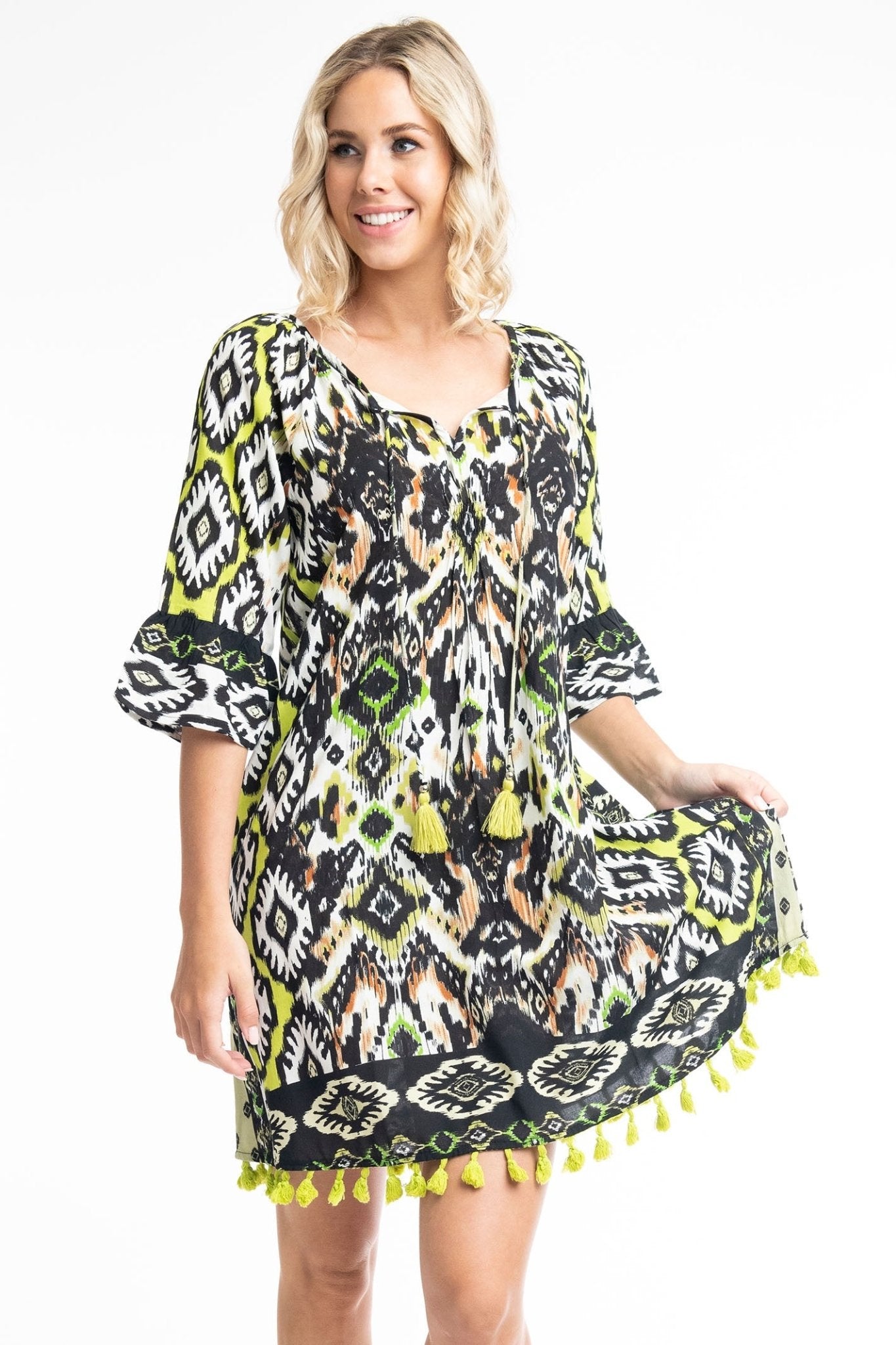 Orientique 61615 Green Izmir Tassle Dress - Dotique
