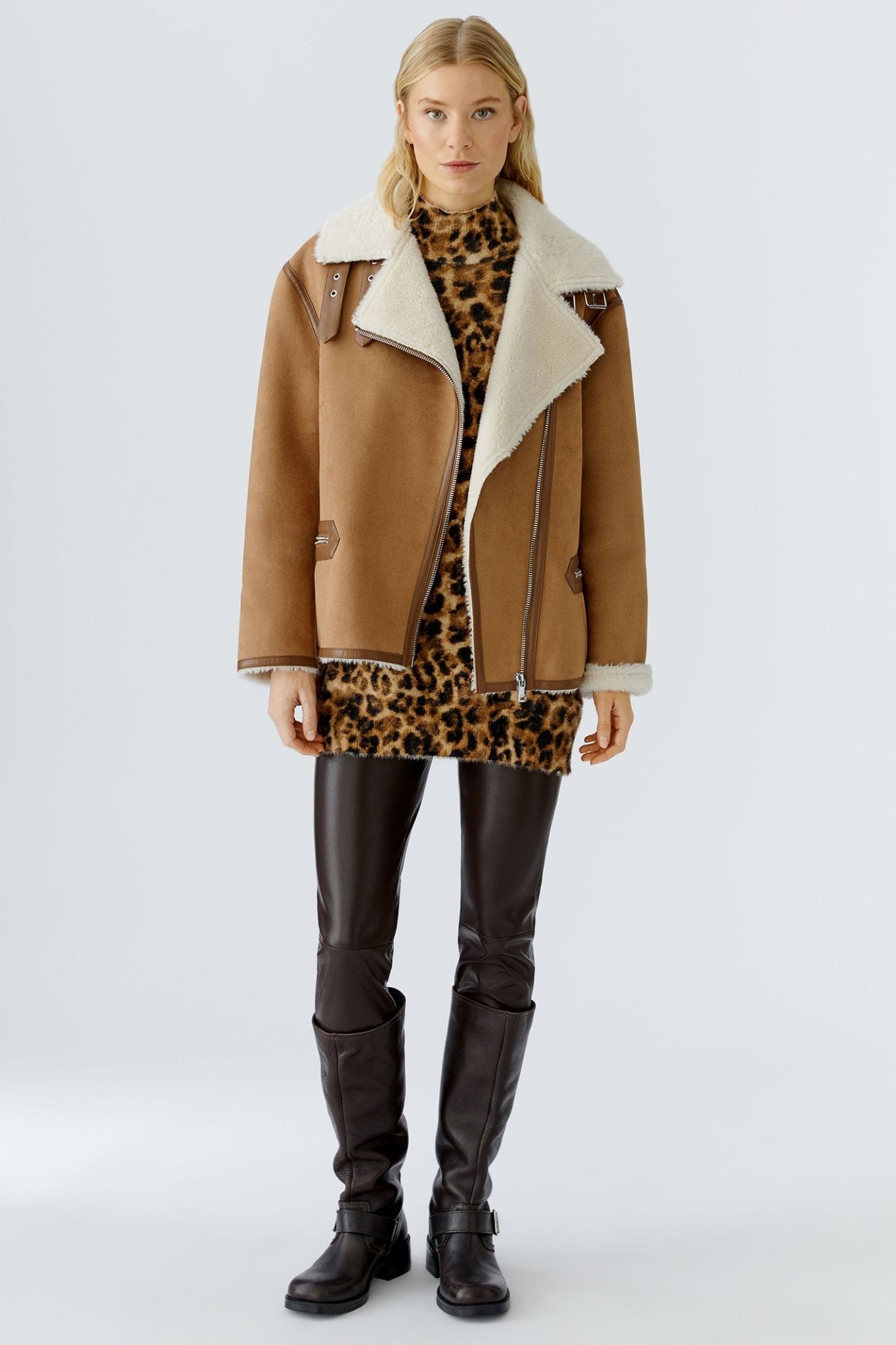 Oui 86733 Dk. Camel White 0781 Outdoor Jacket - Dotique - Oui