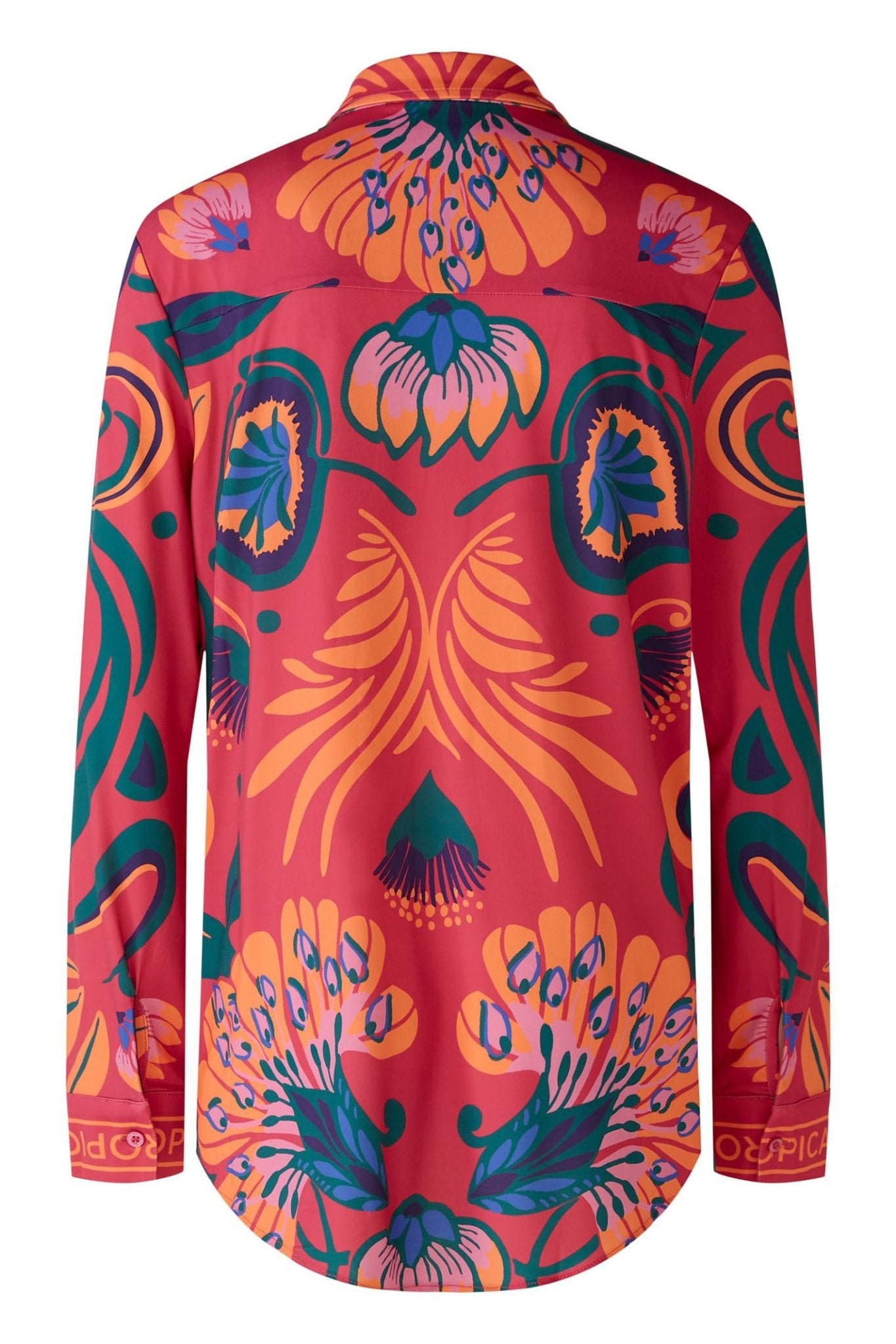 Oui 87420 Pink Orange Tropical Print Shirt - Dotique