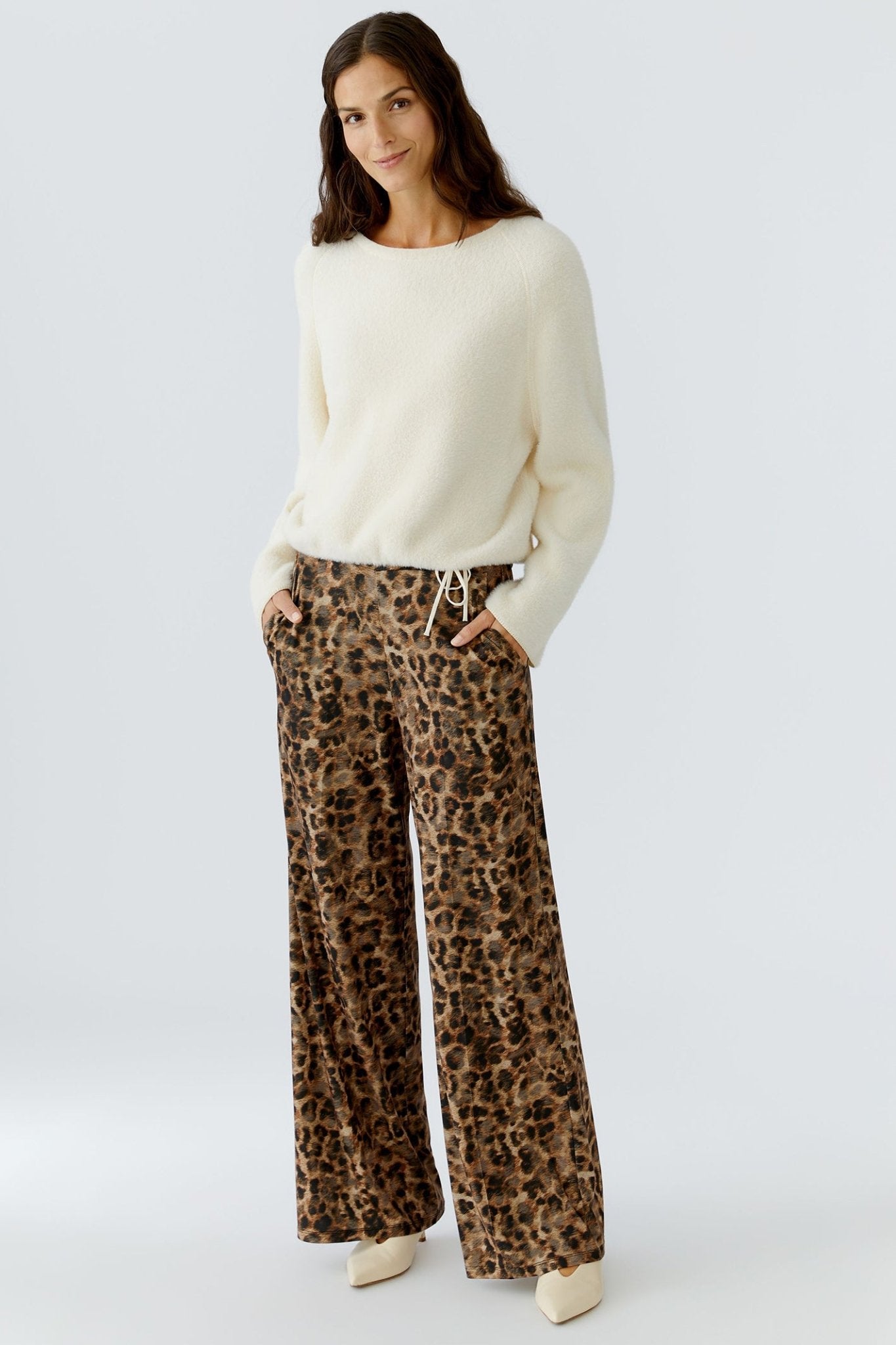 Oui 88291 Whitecap Grey 1088 Drawstring Waist Jumper - Dotique - Oui