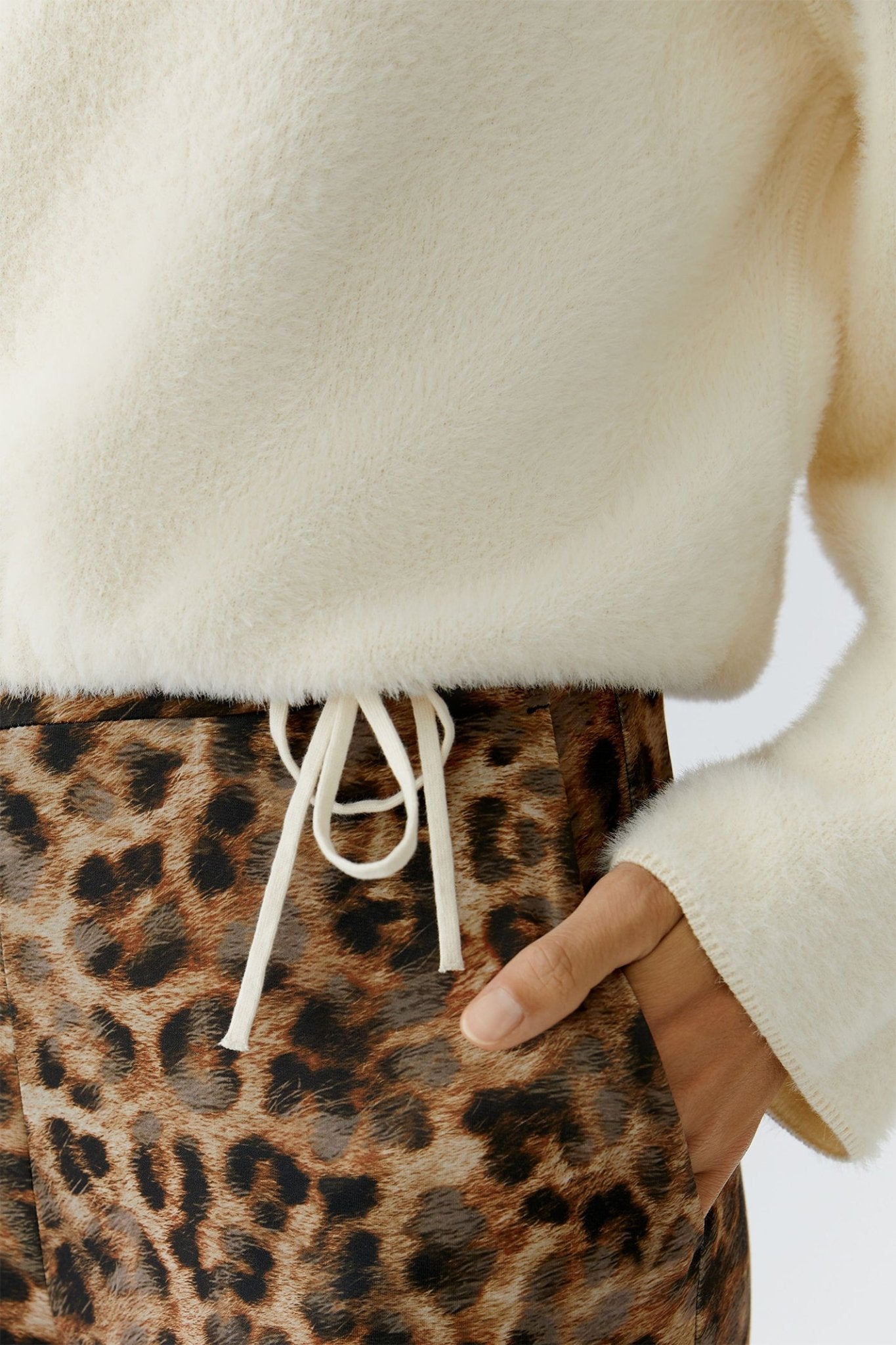 Oui 88291 Whitecap Grey 1088 Drawstring Waist Jumper - Dotique - Oui