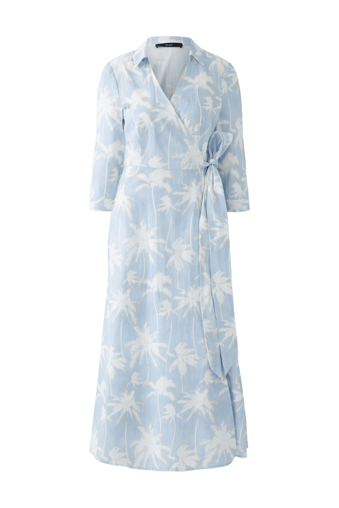 Oui 93057 Blue & White Cotton Wrap Dress - Dotique