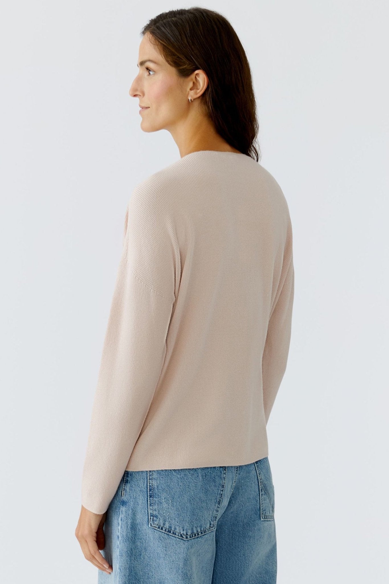 Oui 93708 Sepia Rose Pink V - Neck Jumper - Dotique - Oui