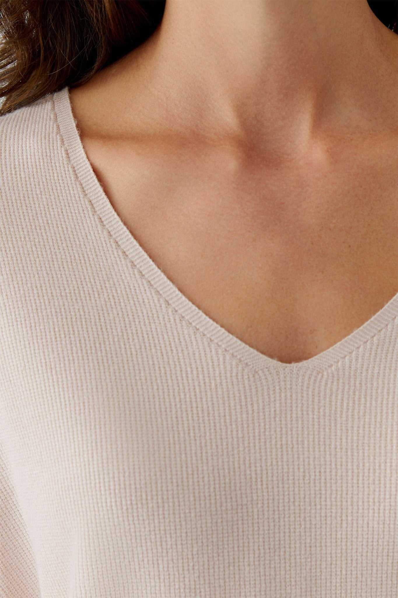 Oui 93708 Sepia Rose Pink V - Neck Jumper - Dotique - Oui